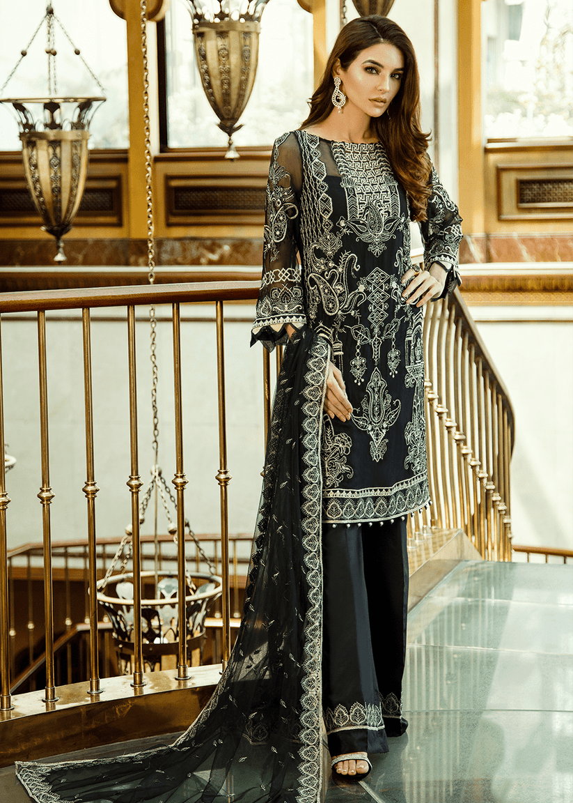 Embroidered Chiffon by Serene Premium (D 02 - Midnight Dream)