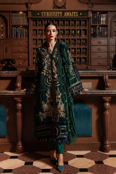 3 Piece Unstitched Embroidered Velvet Suit ( WL-1302 )