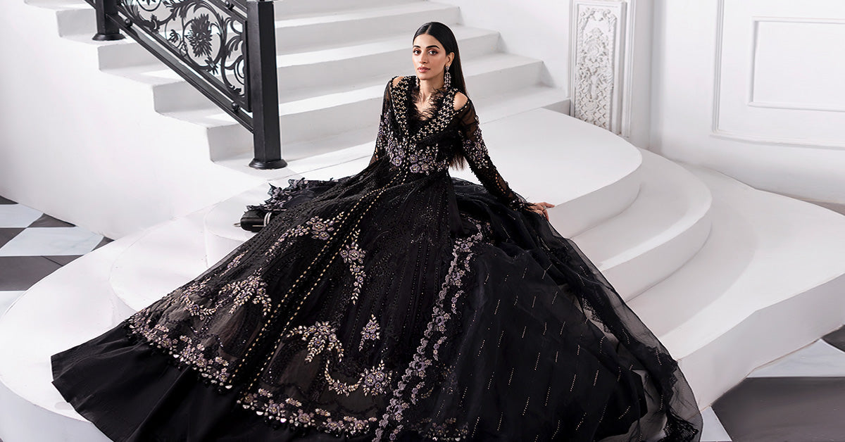 Maria.B Embroidered Chiffon Saree | BD-3004