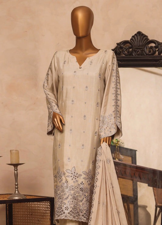 Majestic Emb Silk By HZ Textiles ( RDE-3P-001 Hazelnut )