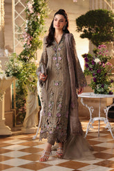 Tea Affair Embroidered Chiffon by Maria.B (MPC-26-102-Muted Mocha Brown)