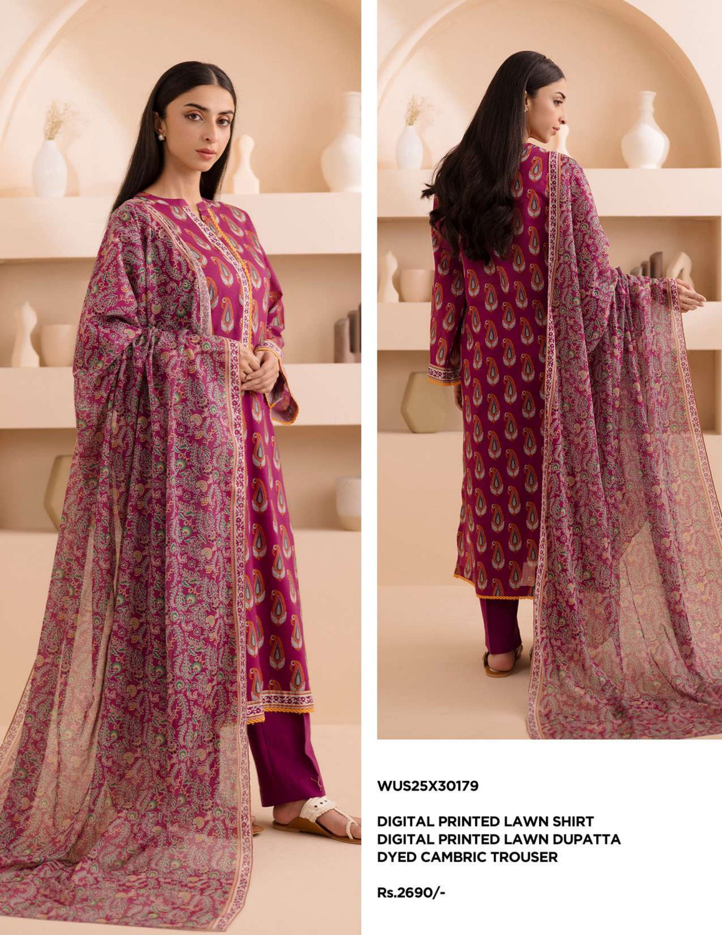 Zellbury Un-Stitched Lawn Collection '25 Wus25X30179
