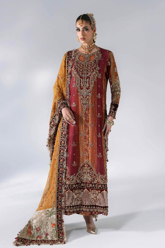 Mbroidered By Maria.b Wedding Formals -BD-3104-Maroon Crimson-Default