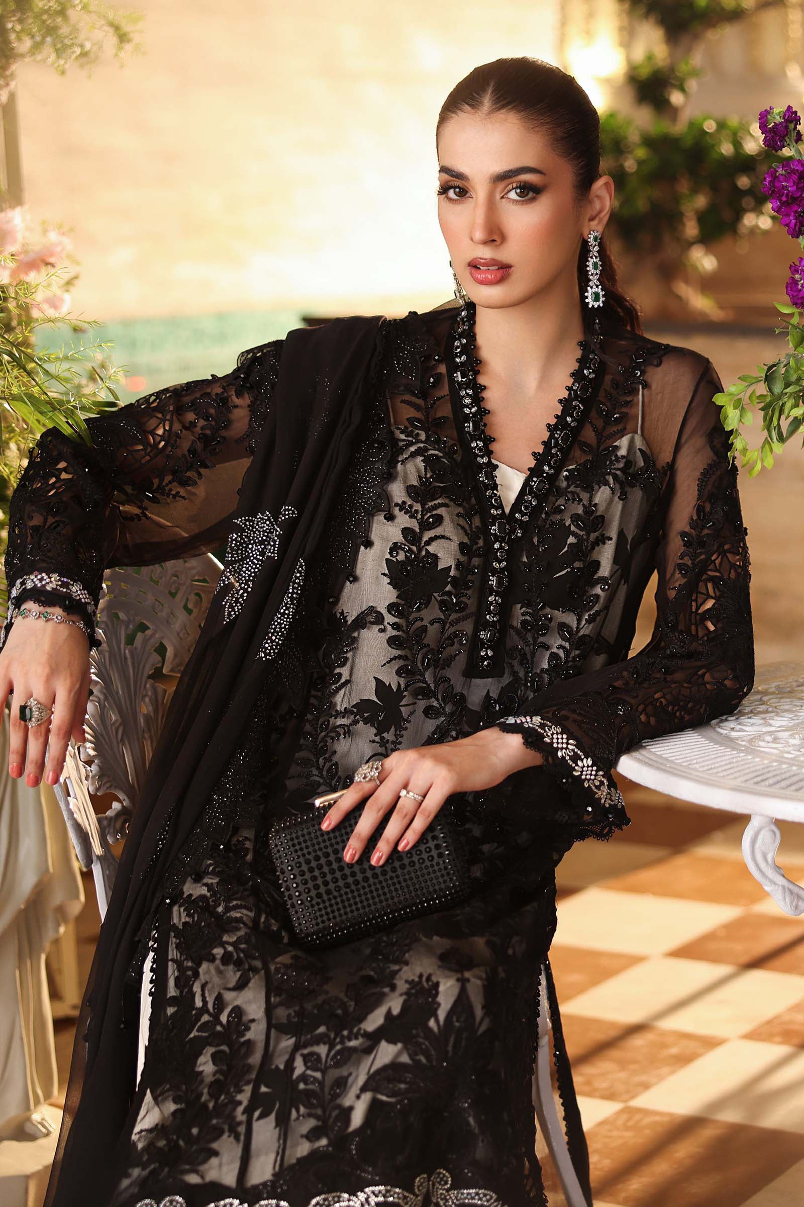 Tea Affair Embroidered Chiffon by Maria.B (MPC-26-101-Black)