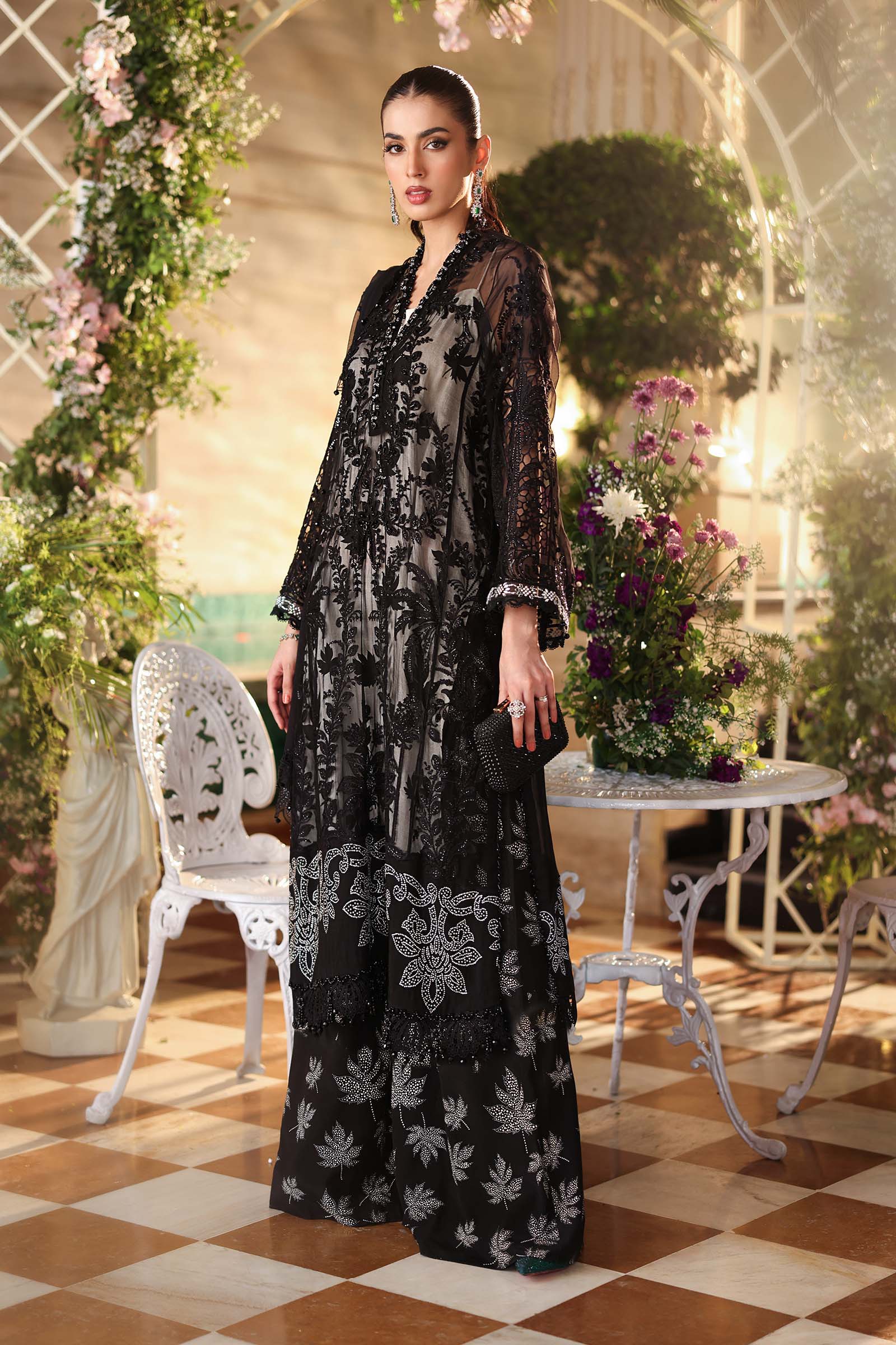 Tea Affair Embroidered Chiffon by Maria.B (MPC-26-101-Black)