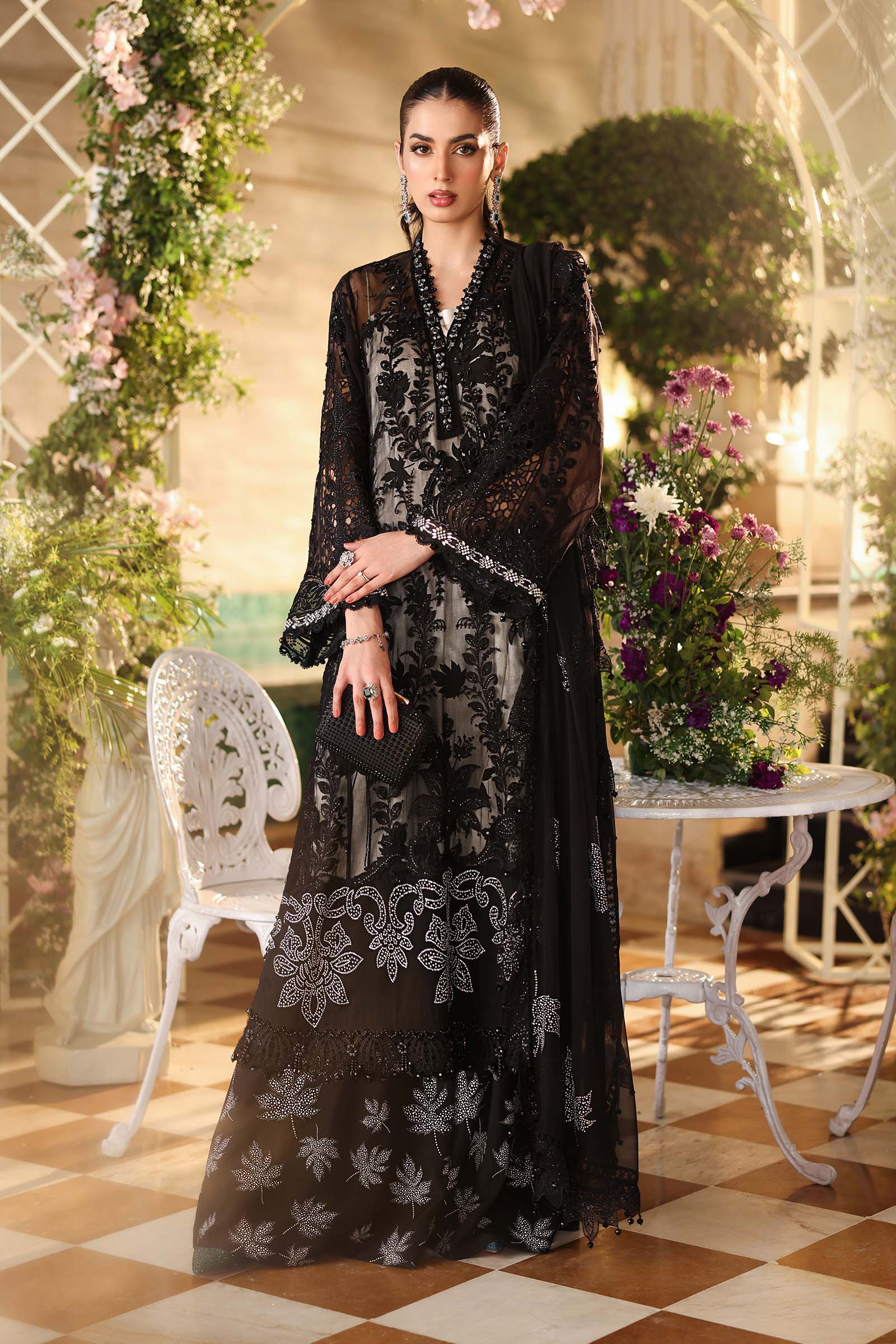 Tea Affair Embroidered Chiffon by Maria.B (MPC-26-101-Black)