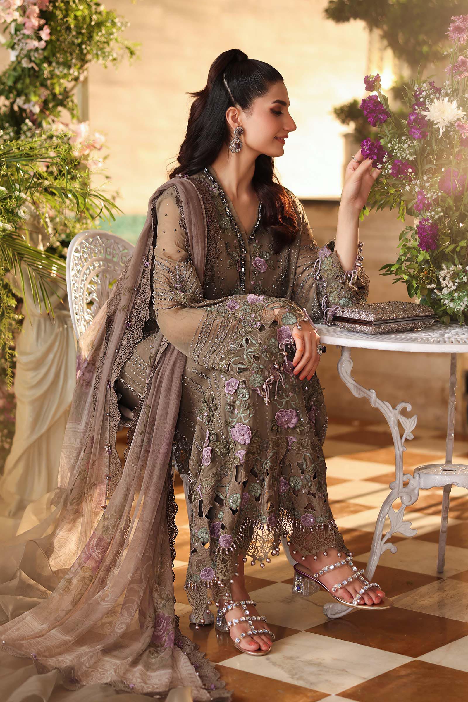 Tea Affair Embroidered Chiffon by Maria.B (MPC-26-102-Muted Mocha Brown)