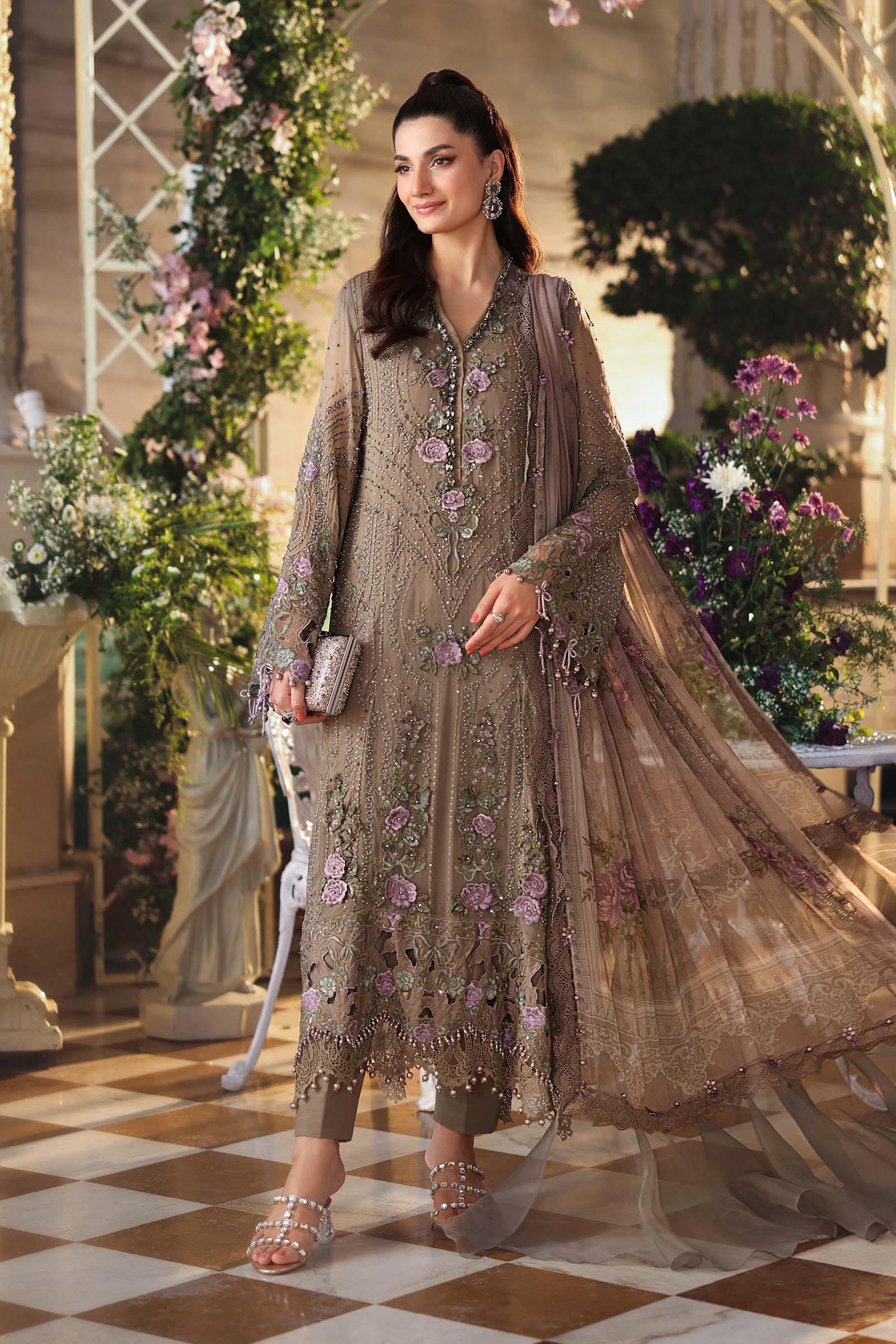 Tea Affair Embroidered Chiffon by Maria.B (MPC-26-102-Muted Mocha Brown)
