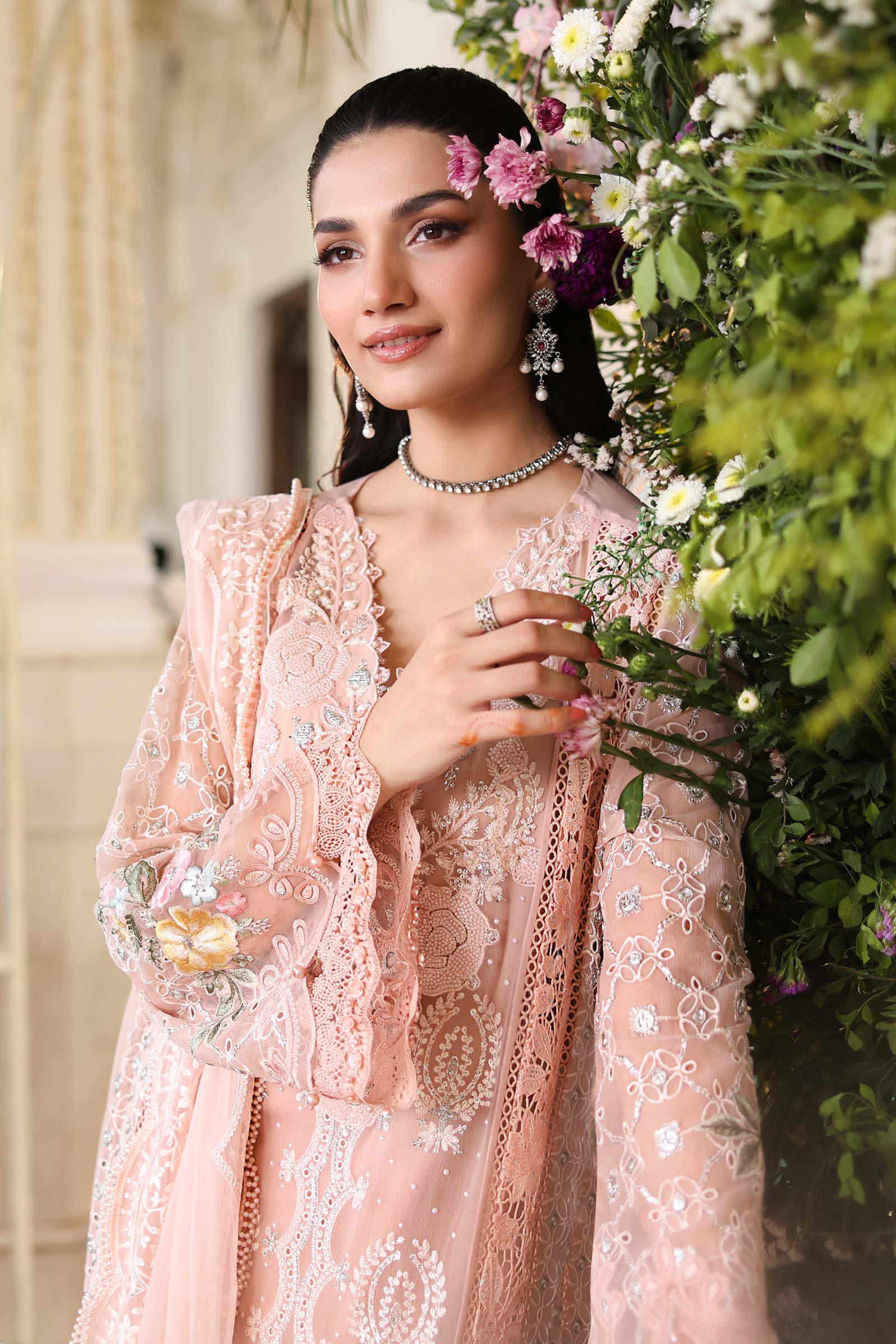 Tea Affair Embroidered Chiffon by Maria.B (MPC-26-104-Peach Pink)