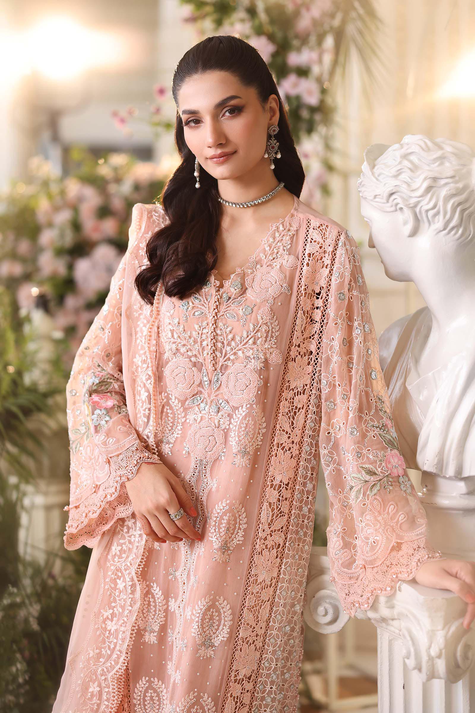 Tea Affair Embroidered Chiffon by Maria.B (MPC-26-104-Peach Pink)