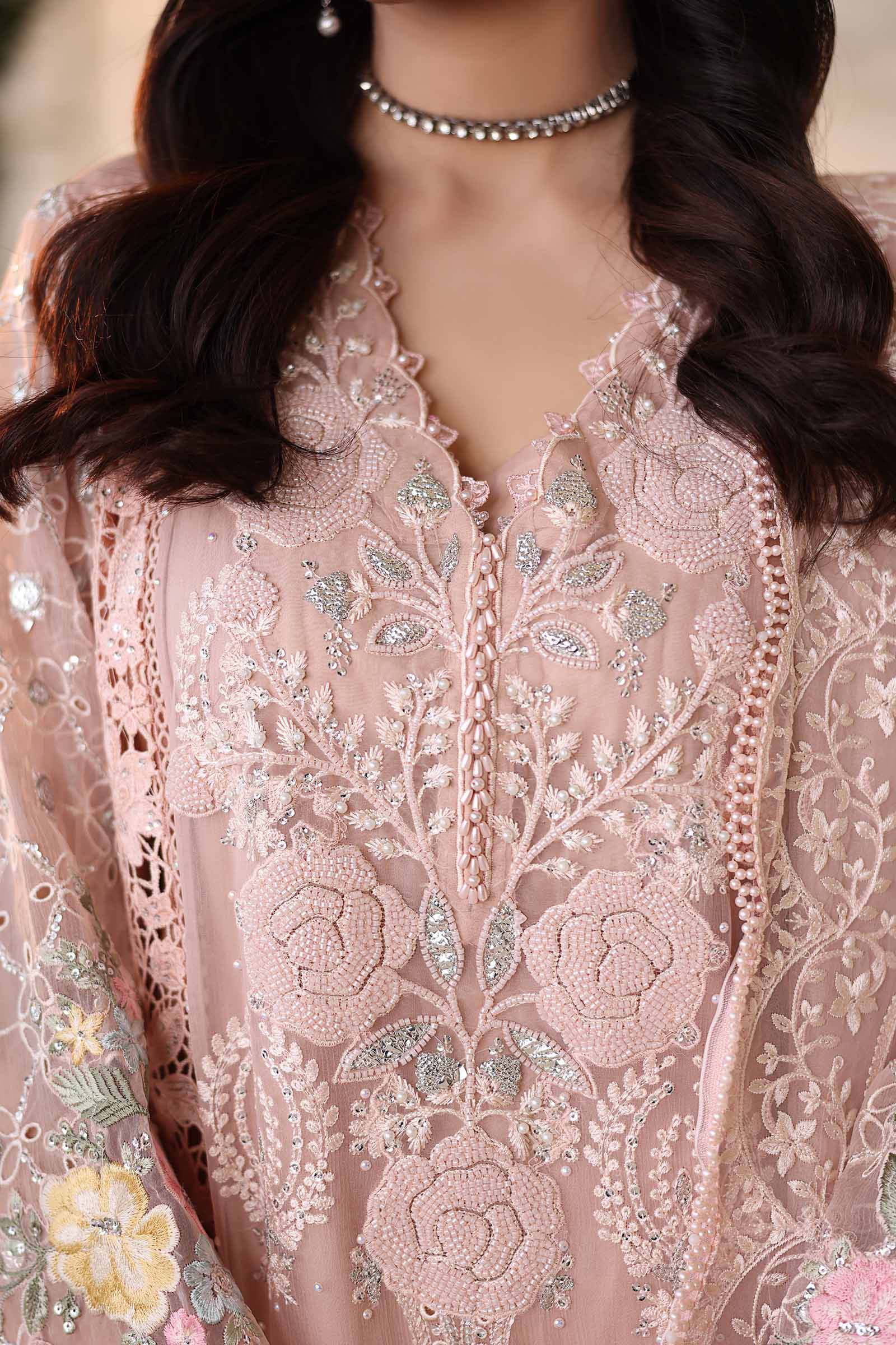 Tea Affair Embroidered Chiffon by Maria.B (MPC-26-104-Peach Pink)