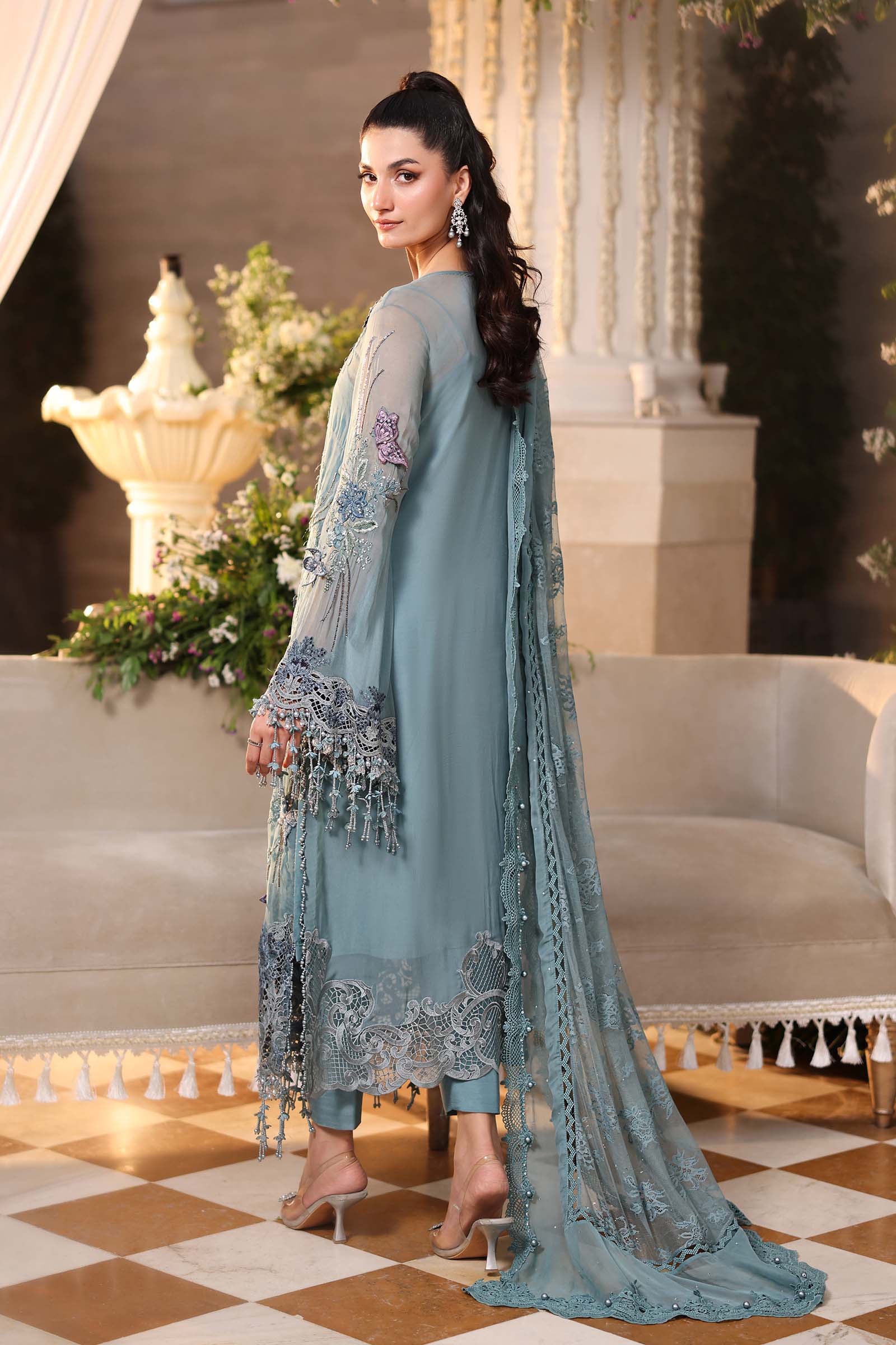 Tea Affair Embroidered Chiffon by Maria.B (MPC-26-106-Slate Blue)
