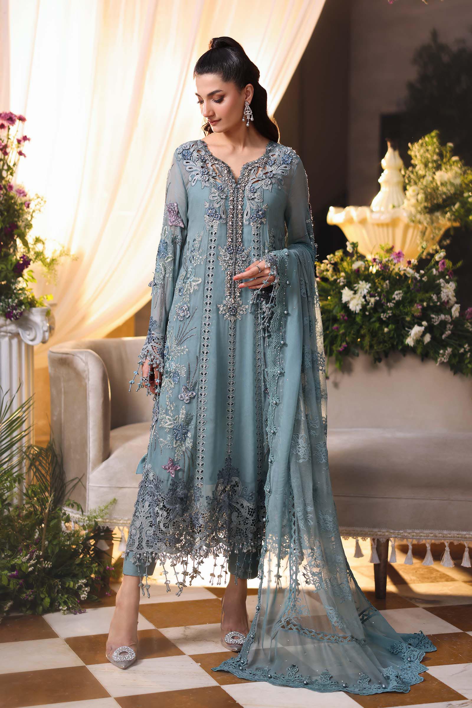 Tea Affair Embroidered Chiffon by Maria.B (MPC-26-106-Slate Blue)