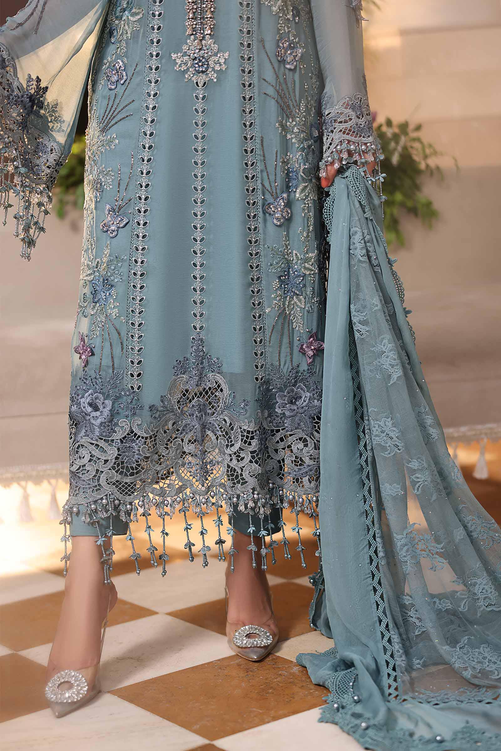 Tea Affair Embroidered Chiffon by Maria.B (MPC-26-106-Slate Blue)