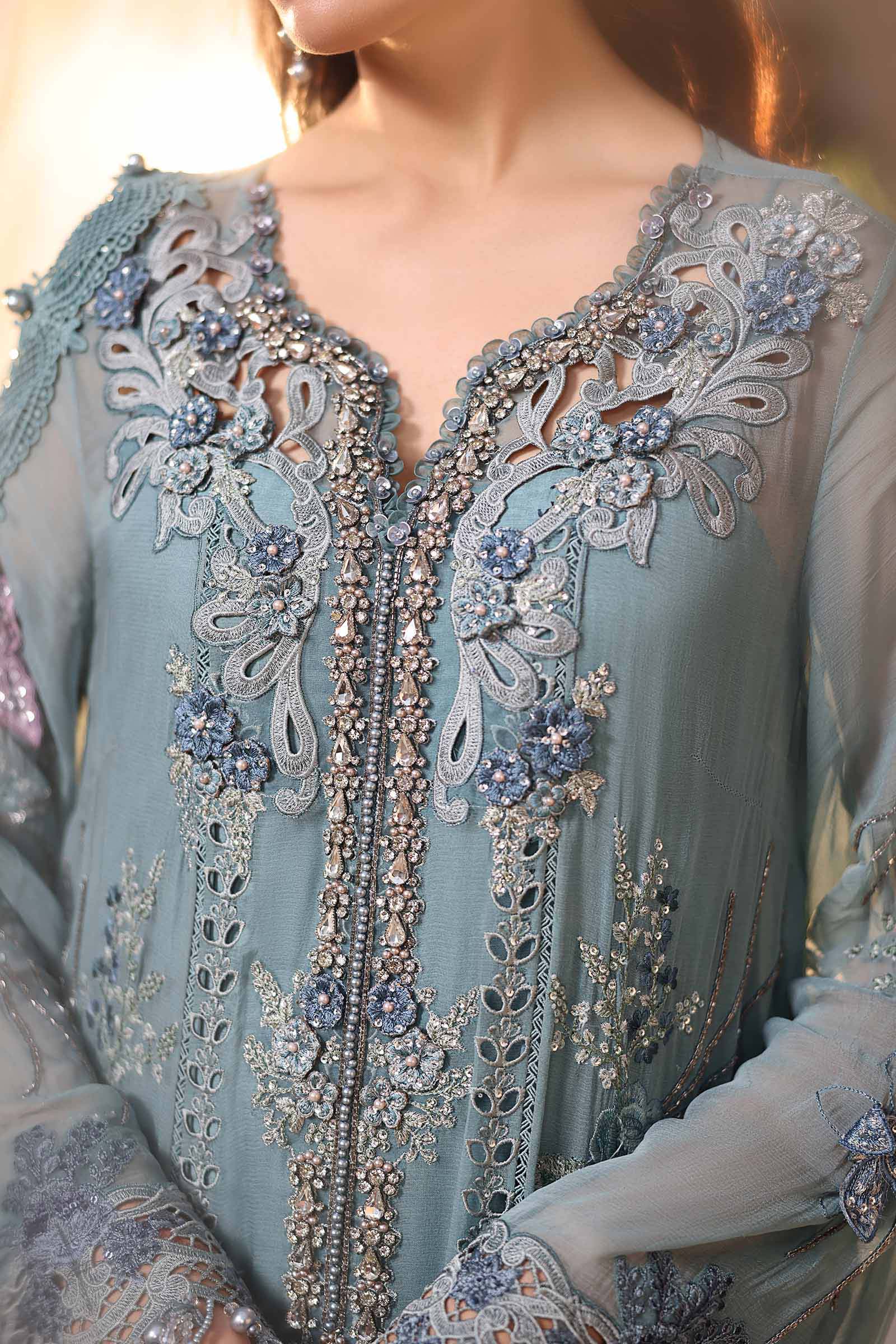 Tea Affair Embroidered Chiffon by Maria.B (MPC-26-106-Slate Blue)