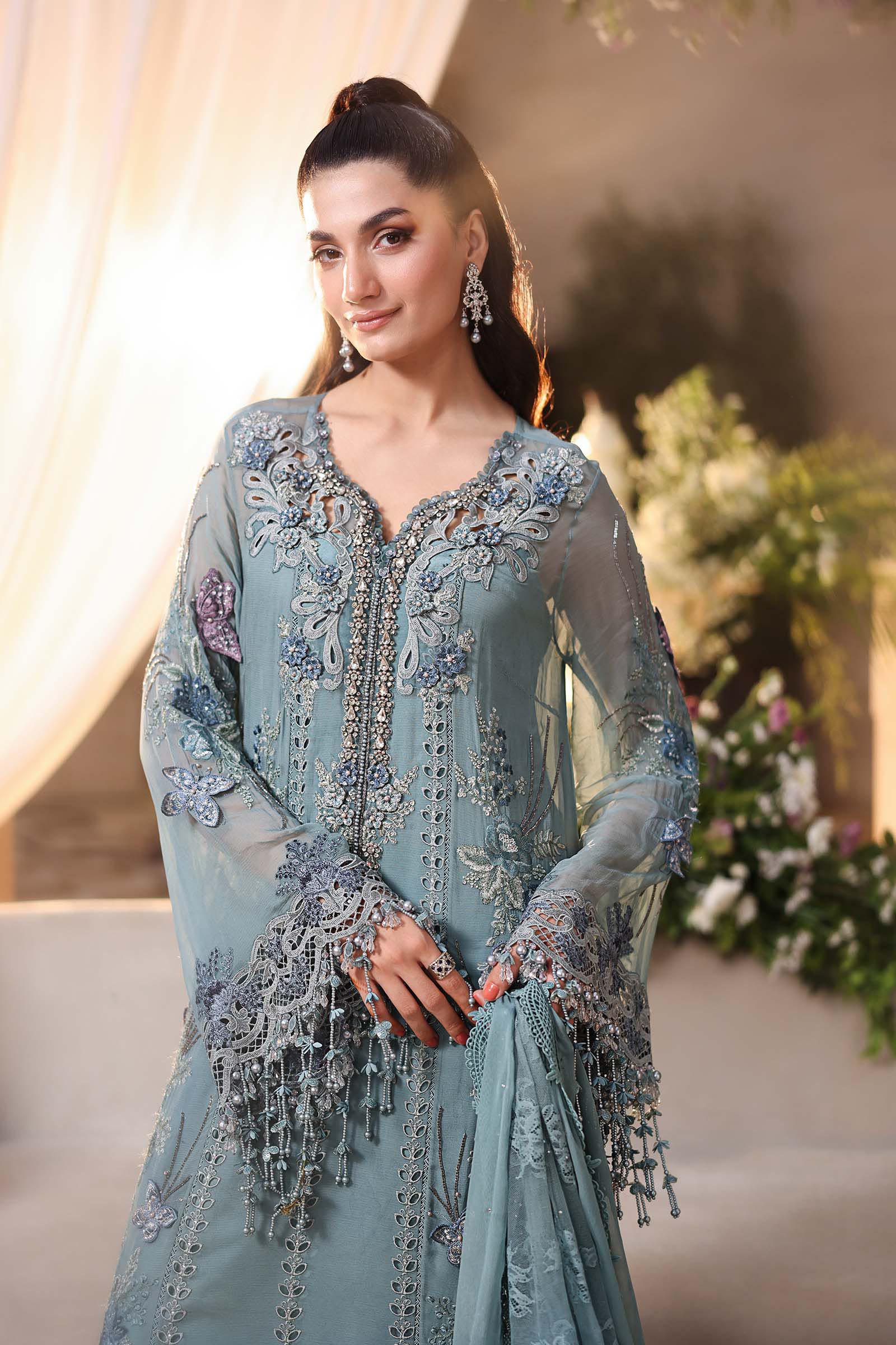 Tea Affair Embroidered Chiffon by Maria.B (MPC-26-106-Slate Blue)
