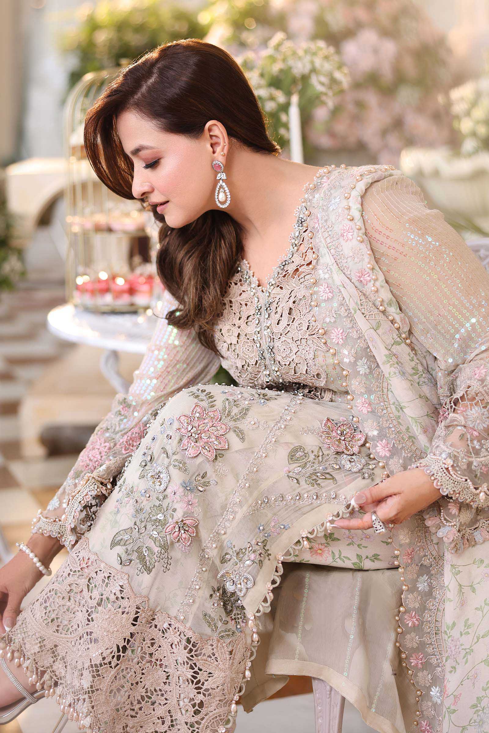 Tea Affair Embroidered Chiffon by Maria.B (MPC-26-107-Ivory Beige)