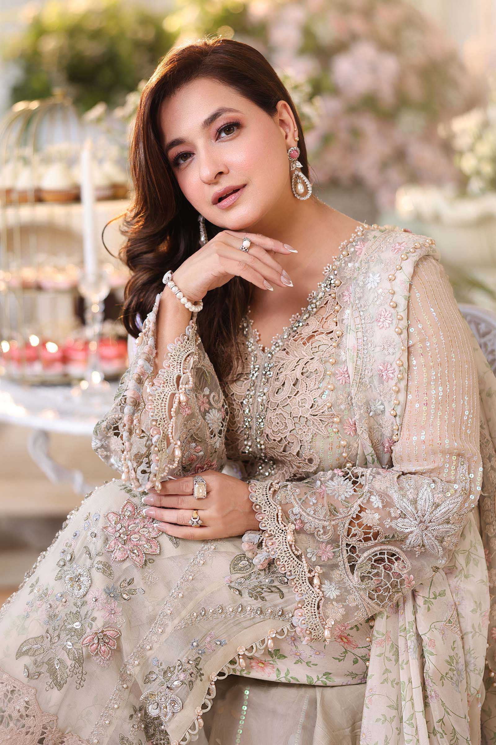 Tea Affair Embroidered Chiffon by Maria.B (MPC-26-107-Ivory Beige)