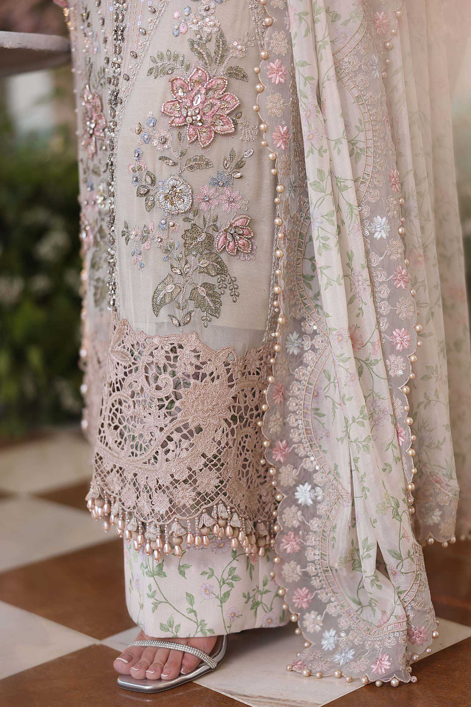 Tea Affair Embroidered Chiffon by Maria.B (MPC-26-107-Ivory Beige)