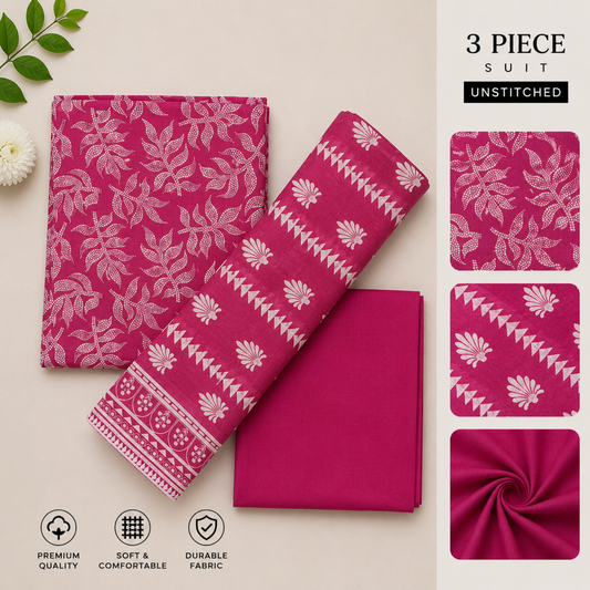 3pc digital printed lawn D-01