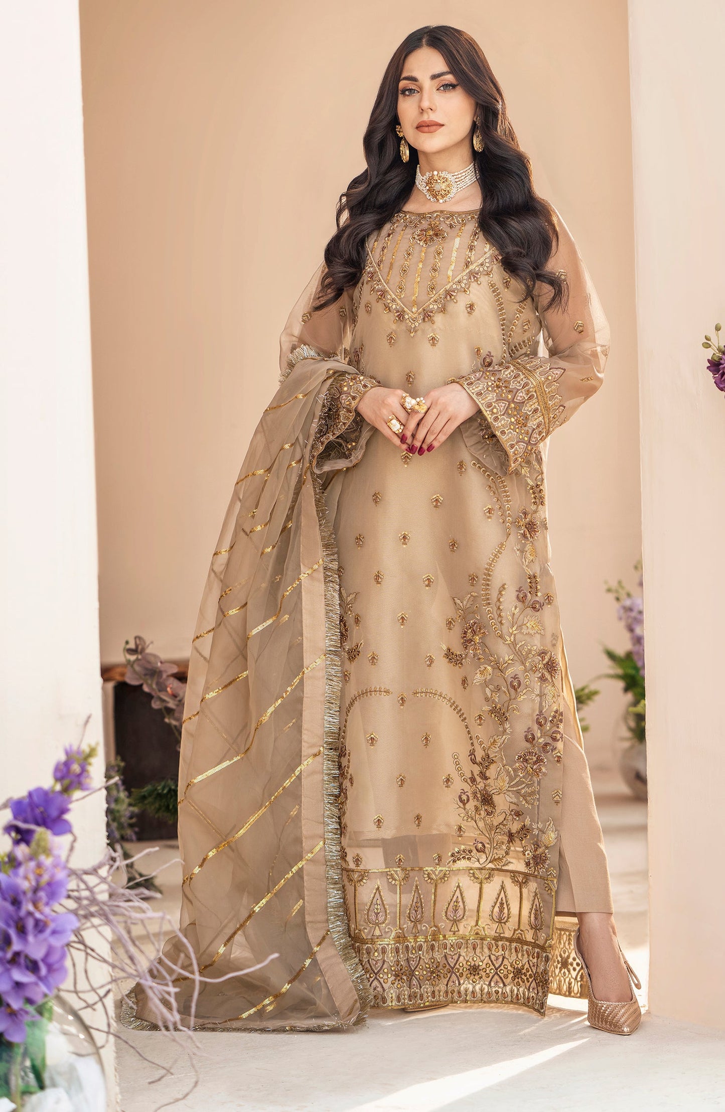 Zainab by Mashq Premium (Gorgeous Gold QFD-0069)