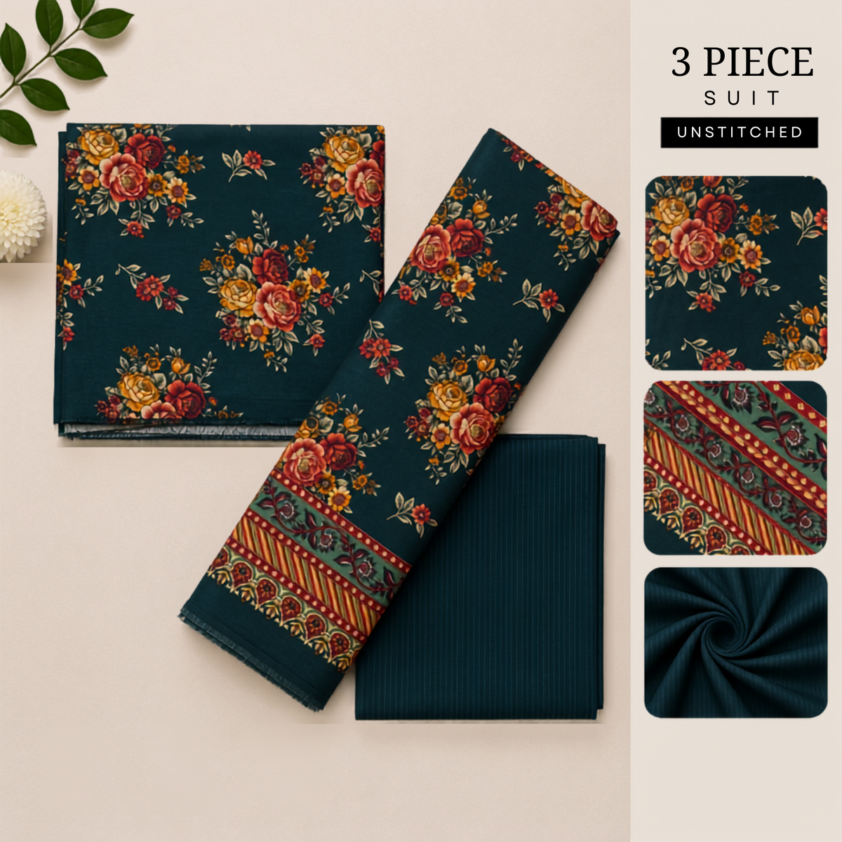 3pc digital printed lawn D-31