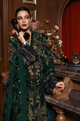 3 Piece Unstitched Embroidered Velvet Suit ( WL-1302 )