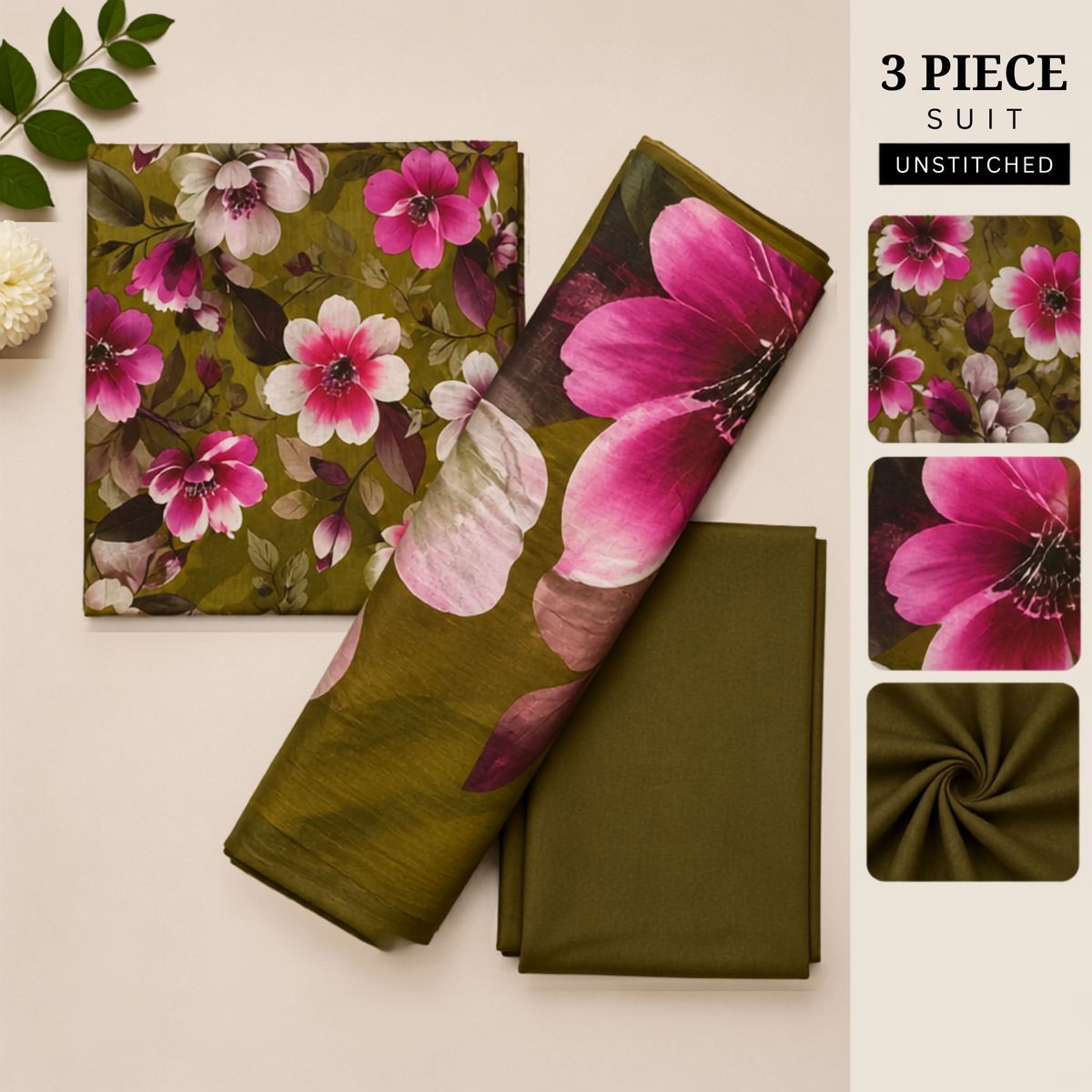 3pc digital printed lawn D-35