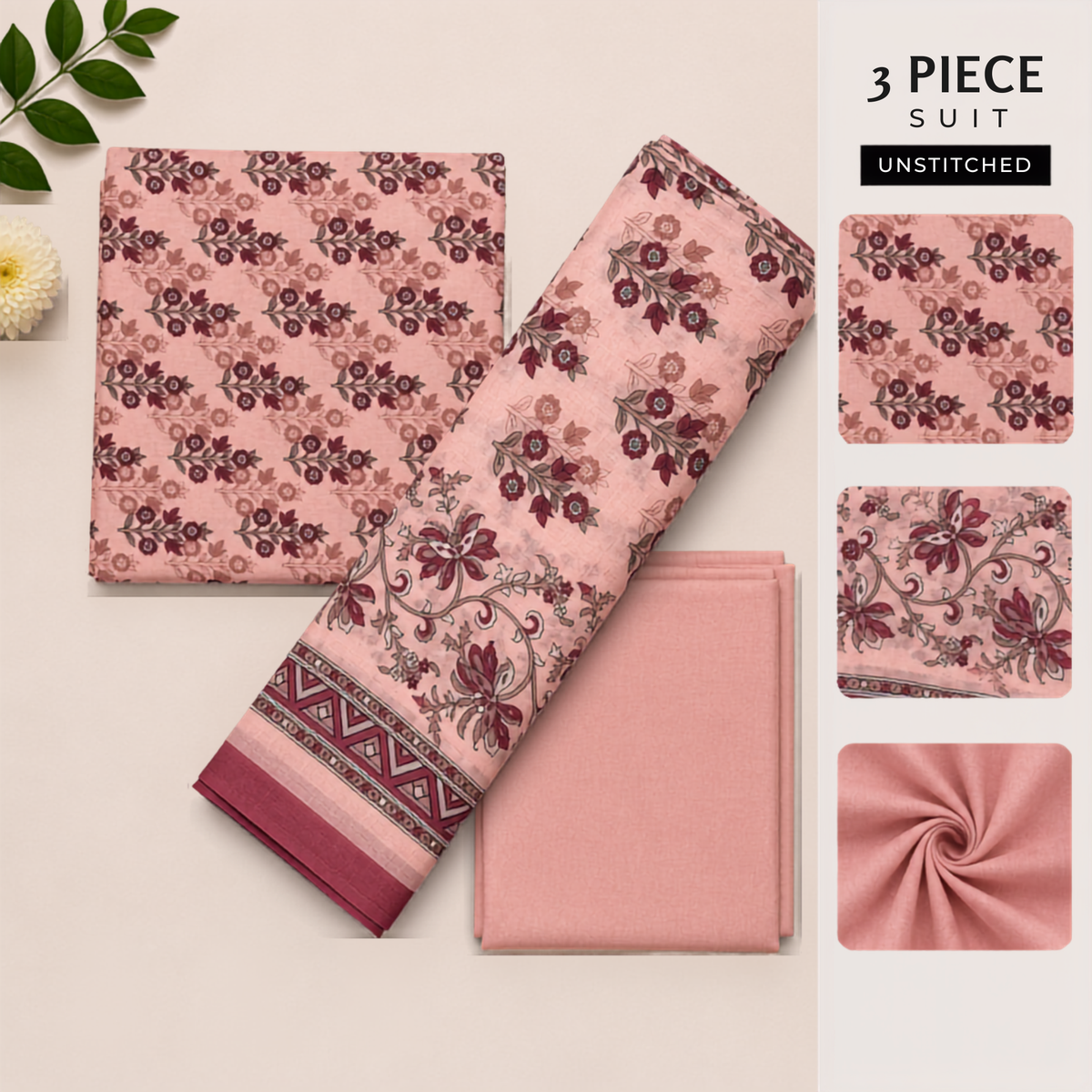 3pc digital printed lawn D-40