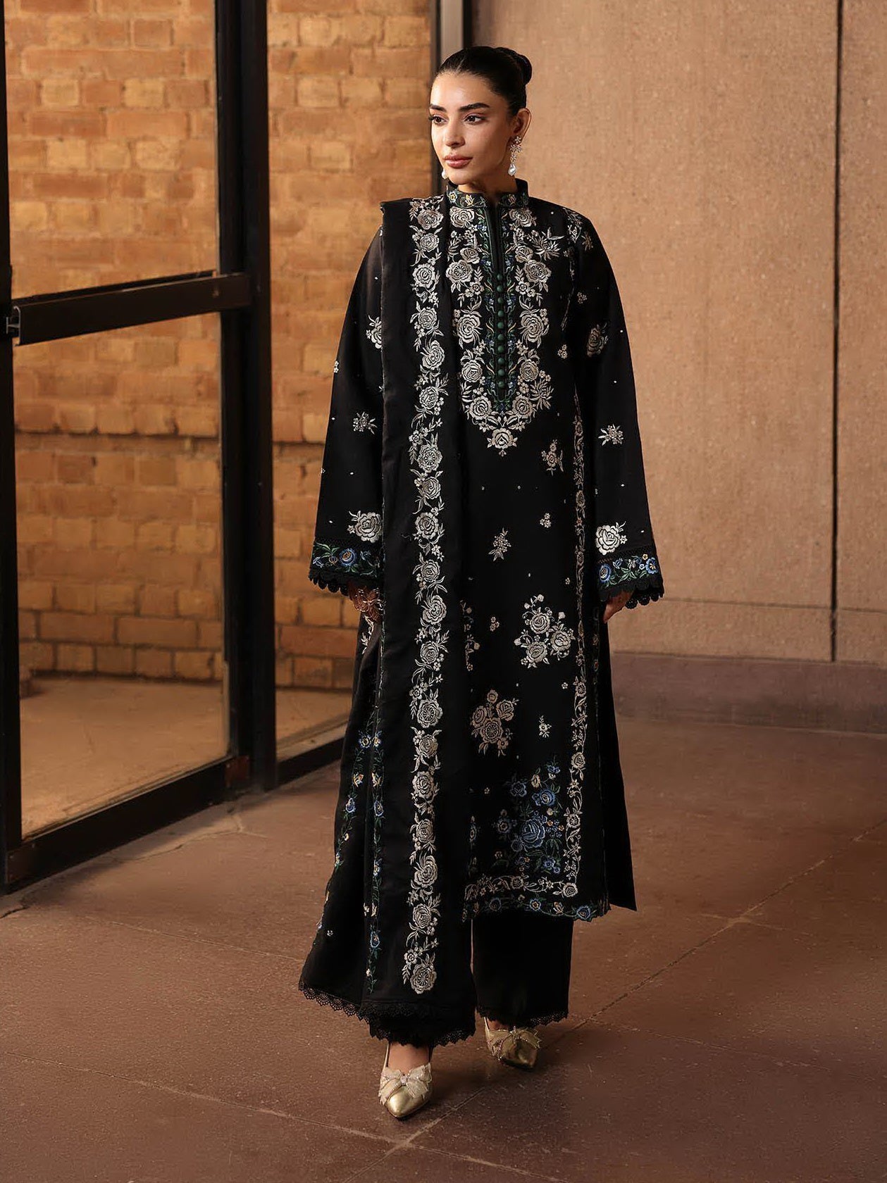 RajBari Premium Embroidered Peach Unstitched 3Pc Suit D-01