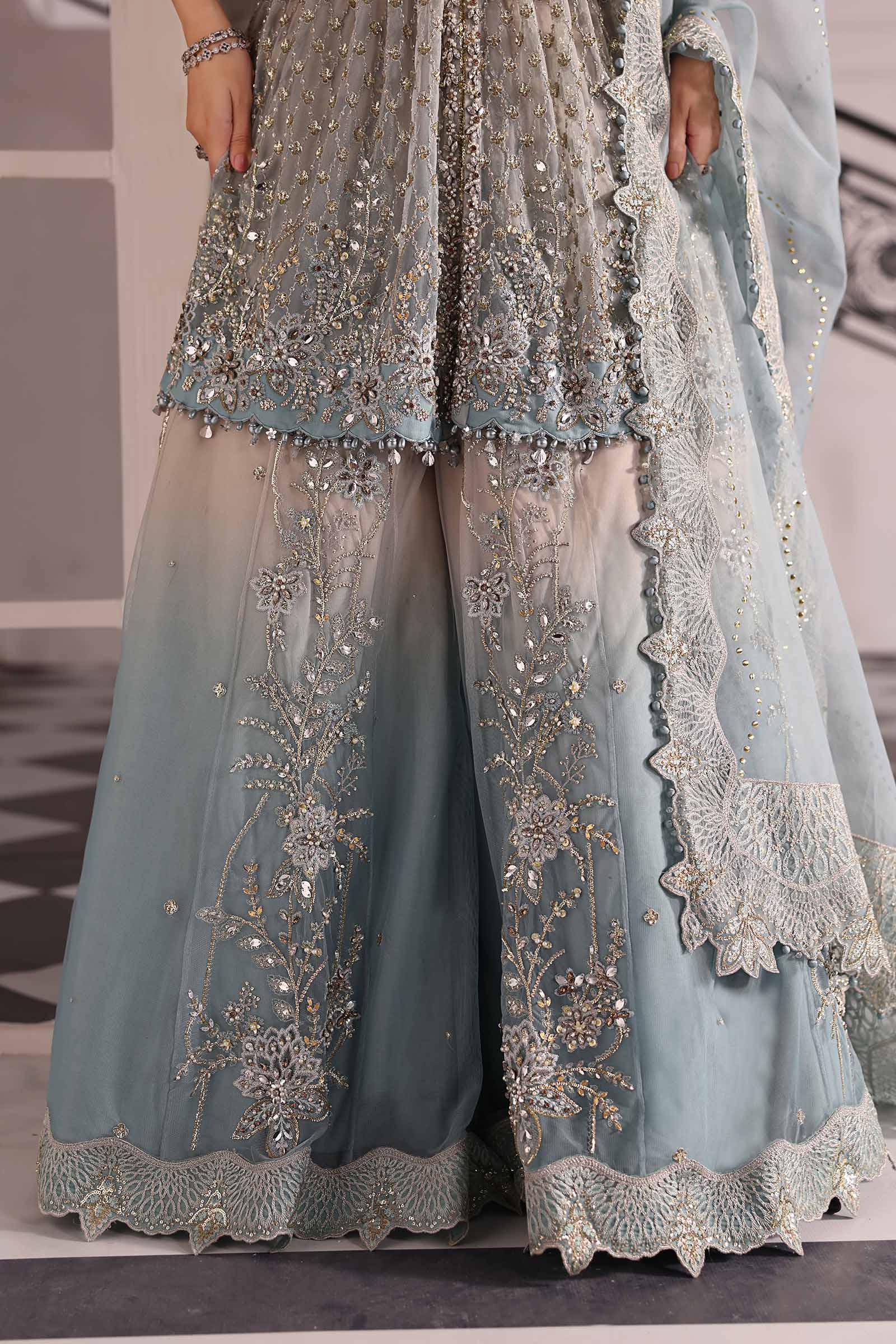 Maria.B Embroidered Chiffon Saree | BD-3002