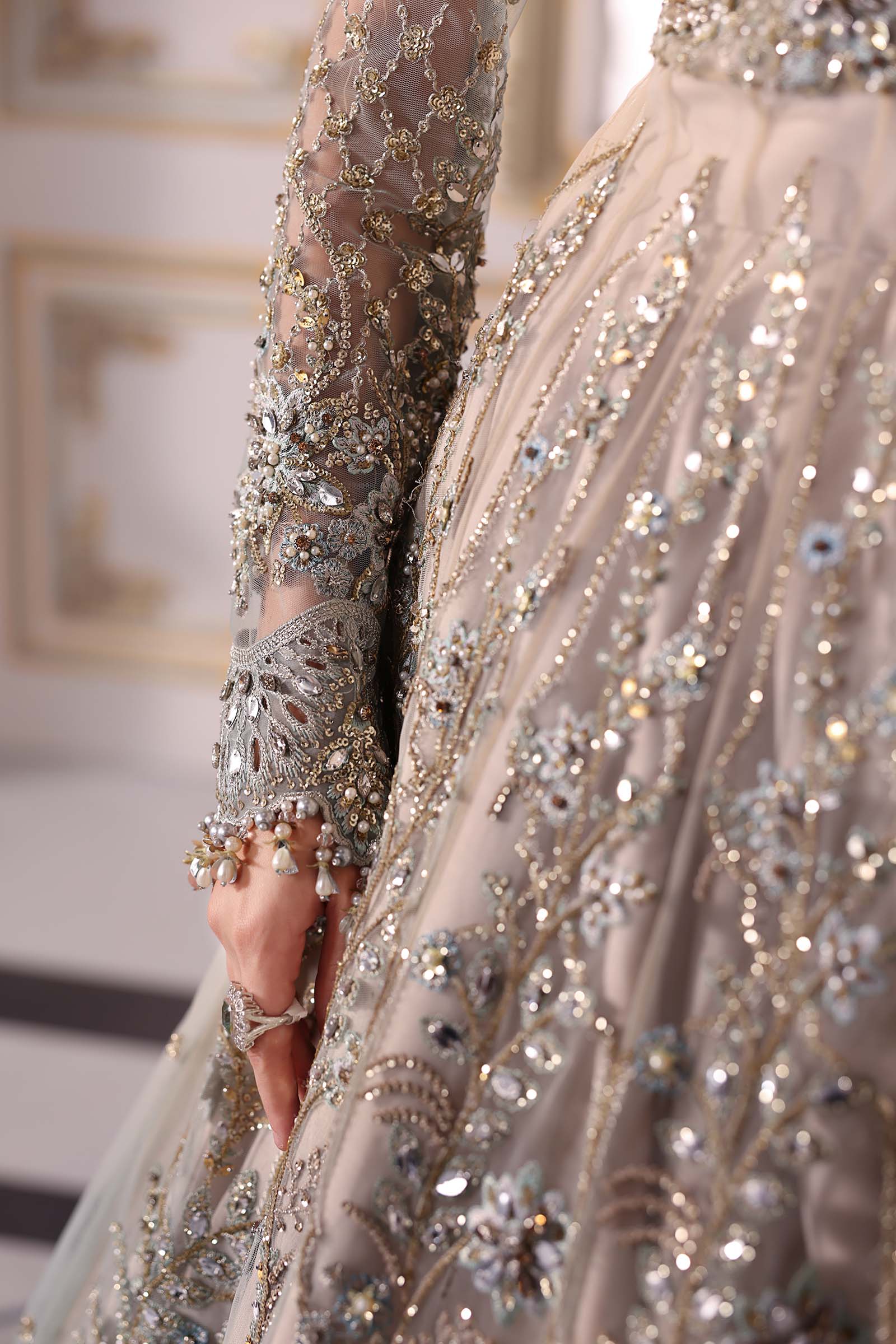 Maria.B Embroidered Chiffon Saree | BD-3002