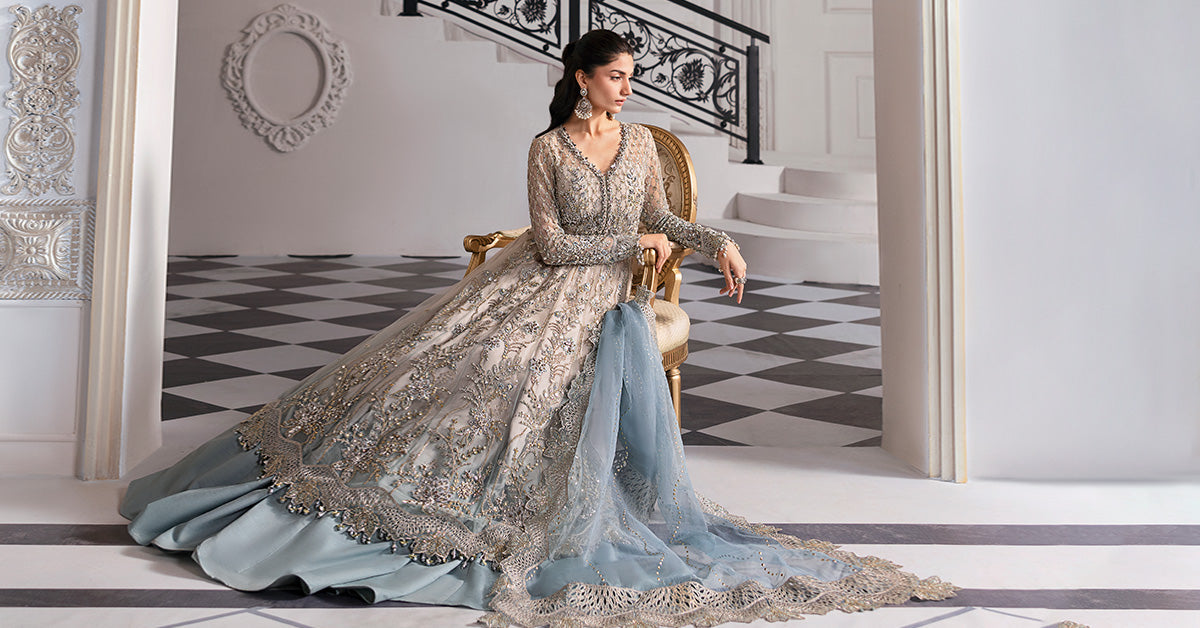 Maria.B Embroidered Chiffon Saree | BD-3002
