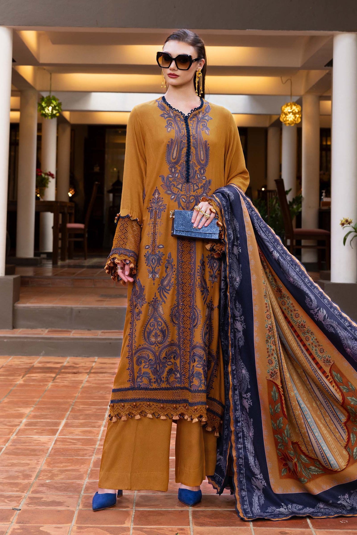 3 Piece Unstitched Embroidered Twill Linen Suit By Maria.B ( MPT-2803-A )