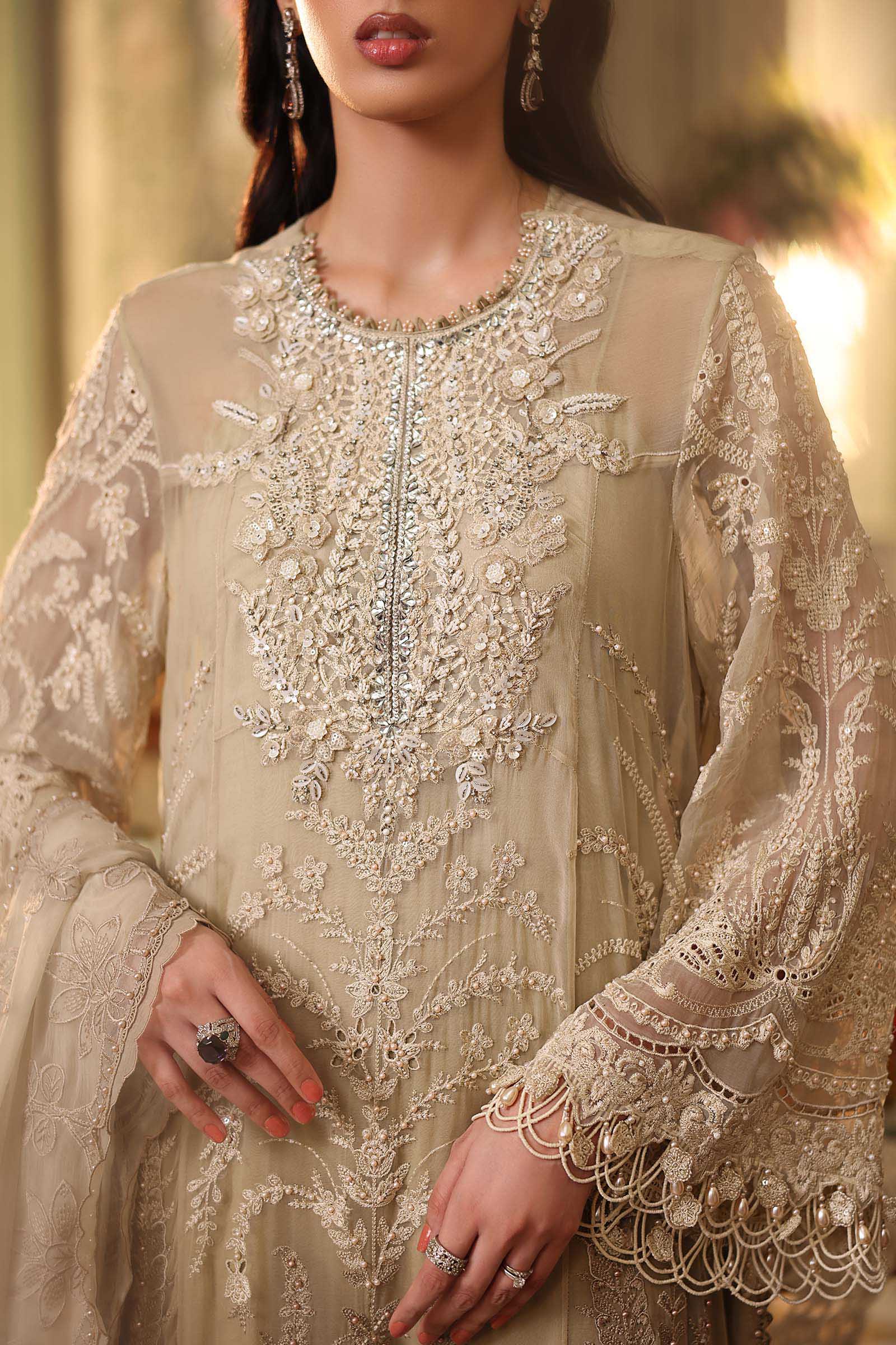 Tea Affair Embroidered Chiffon by Maria.B MPC-26-103-Olive Gold