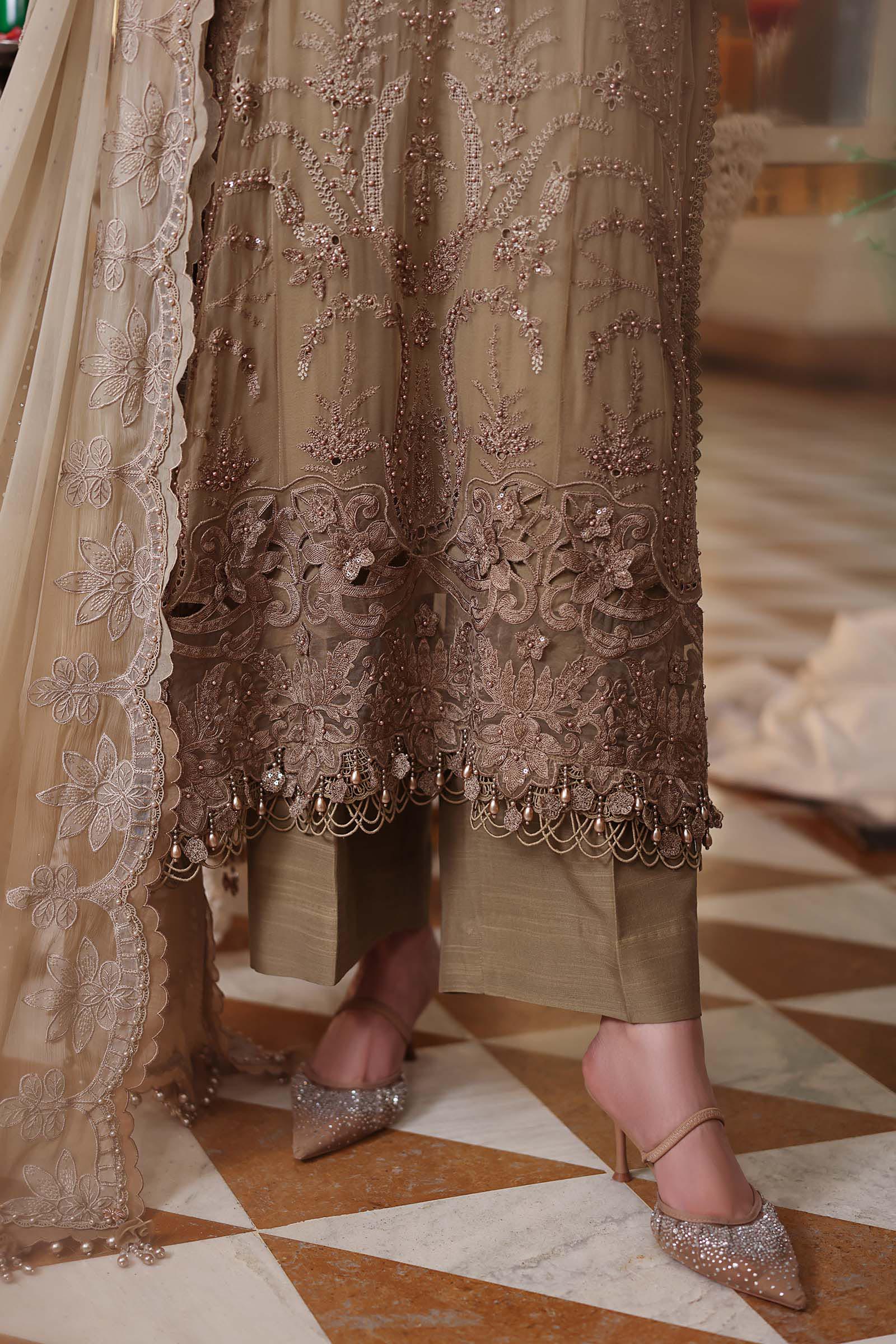 Tea Affair Embroidered Chiffon by Maria.B MPC-26-103-Olive Gold