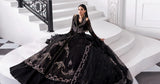 Embroidered organza Suit | BD-3004-Black