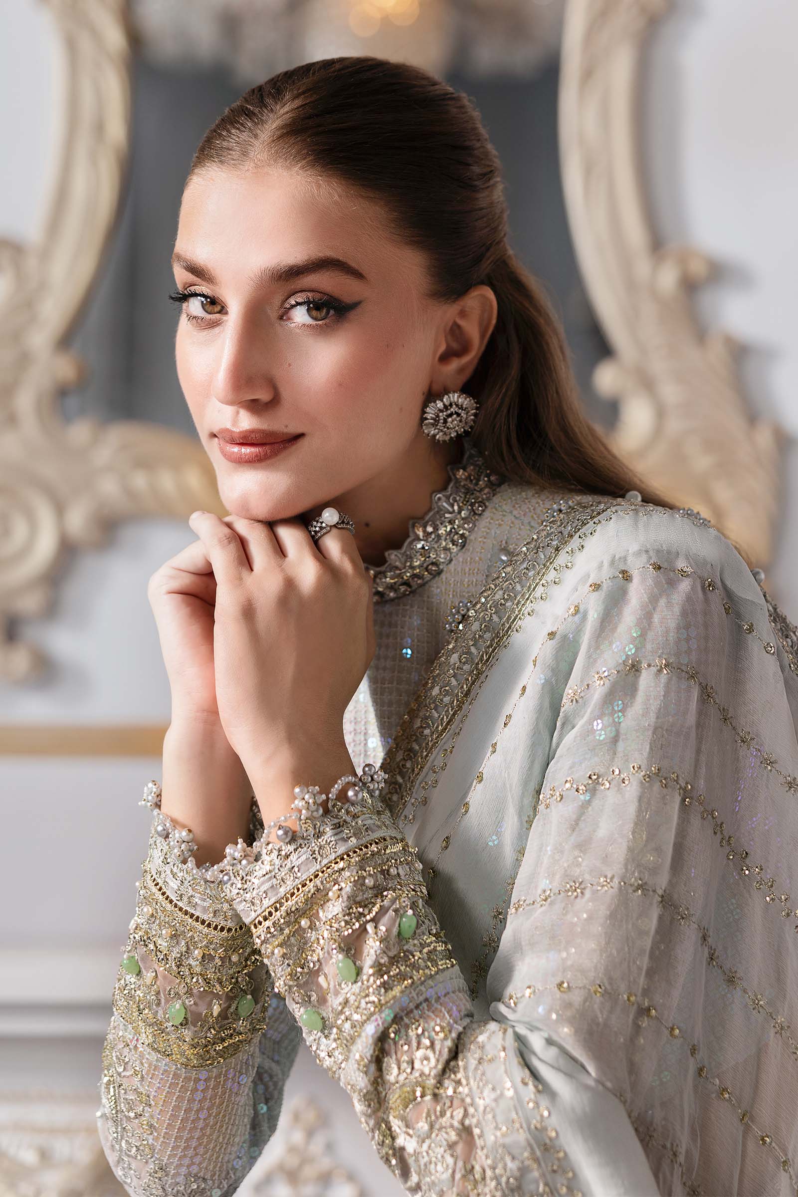 Maria.B Embroidered Chiffon Saree | BD-3005