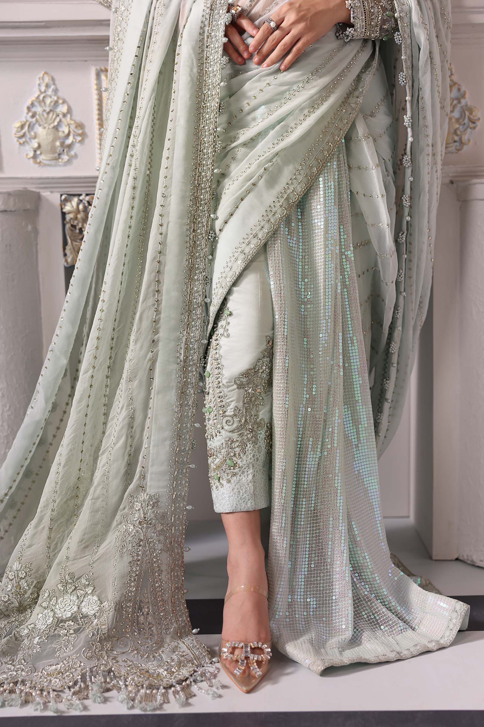 Maria.B Embroidered Chiffon Saree | BD-3005