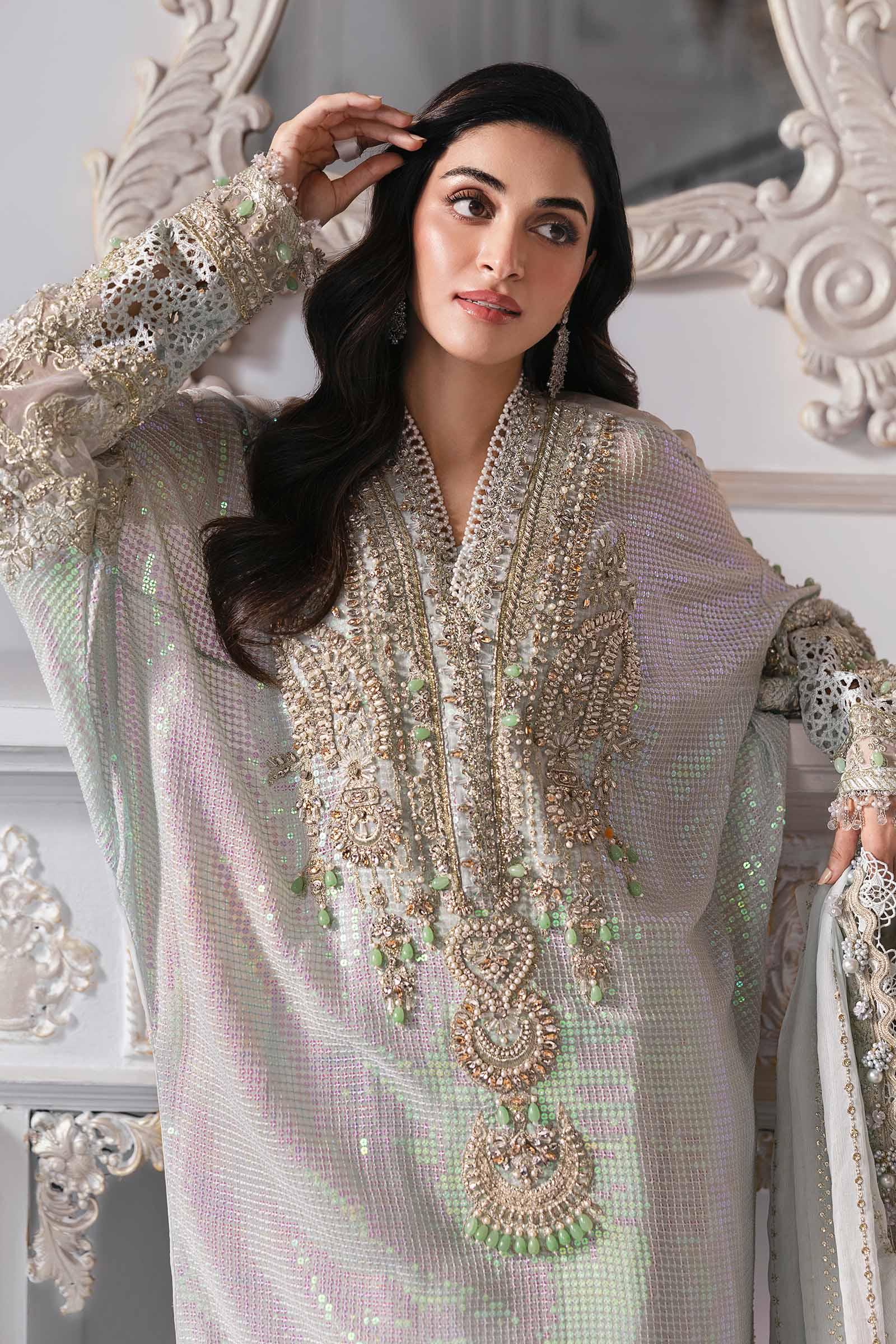 Maria.B Embroidered Chiffon Saree | BD-3005