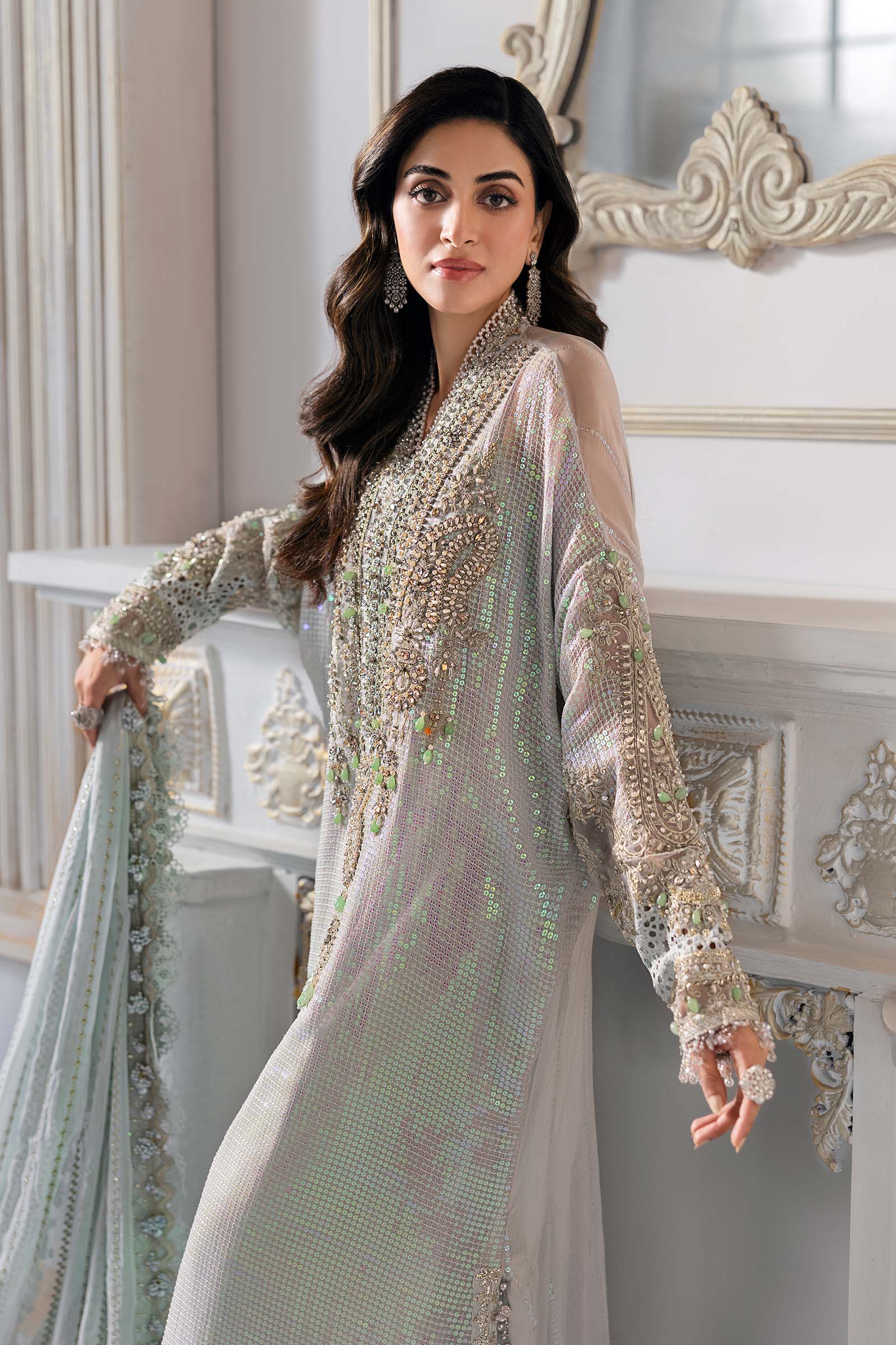 Maria.B Embroidered Chiffon Saree | BD-3005