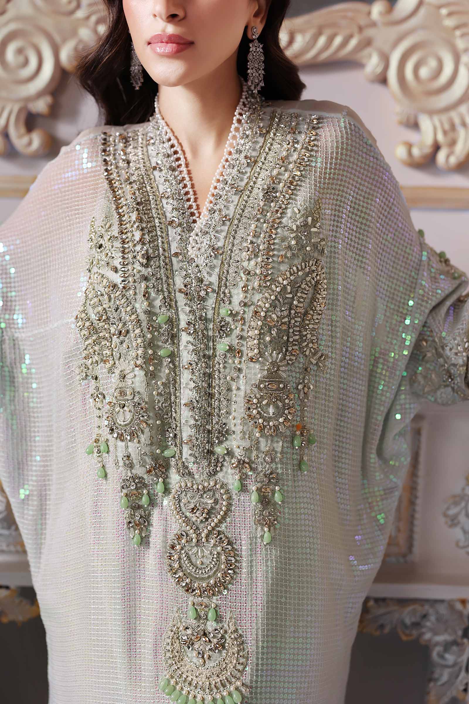 Maria.B Embroidered Chiffon Saree | BD-3005