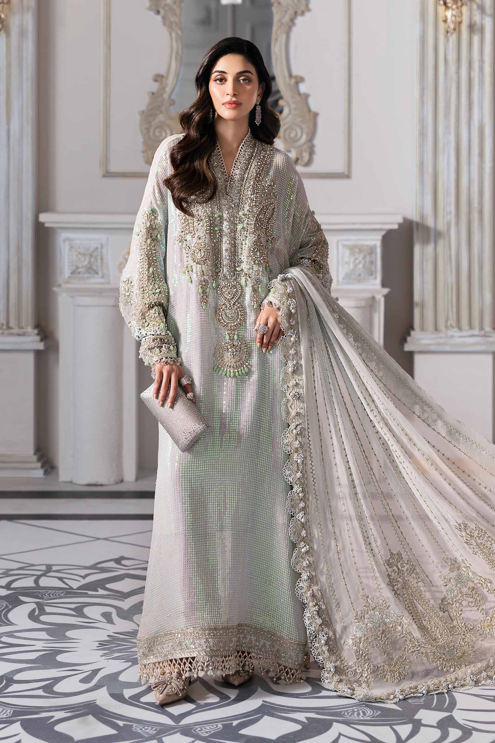 Maria.B Embroidered Chiffon Saree | BD-3005