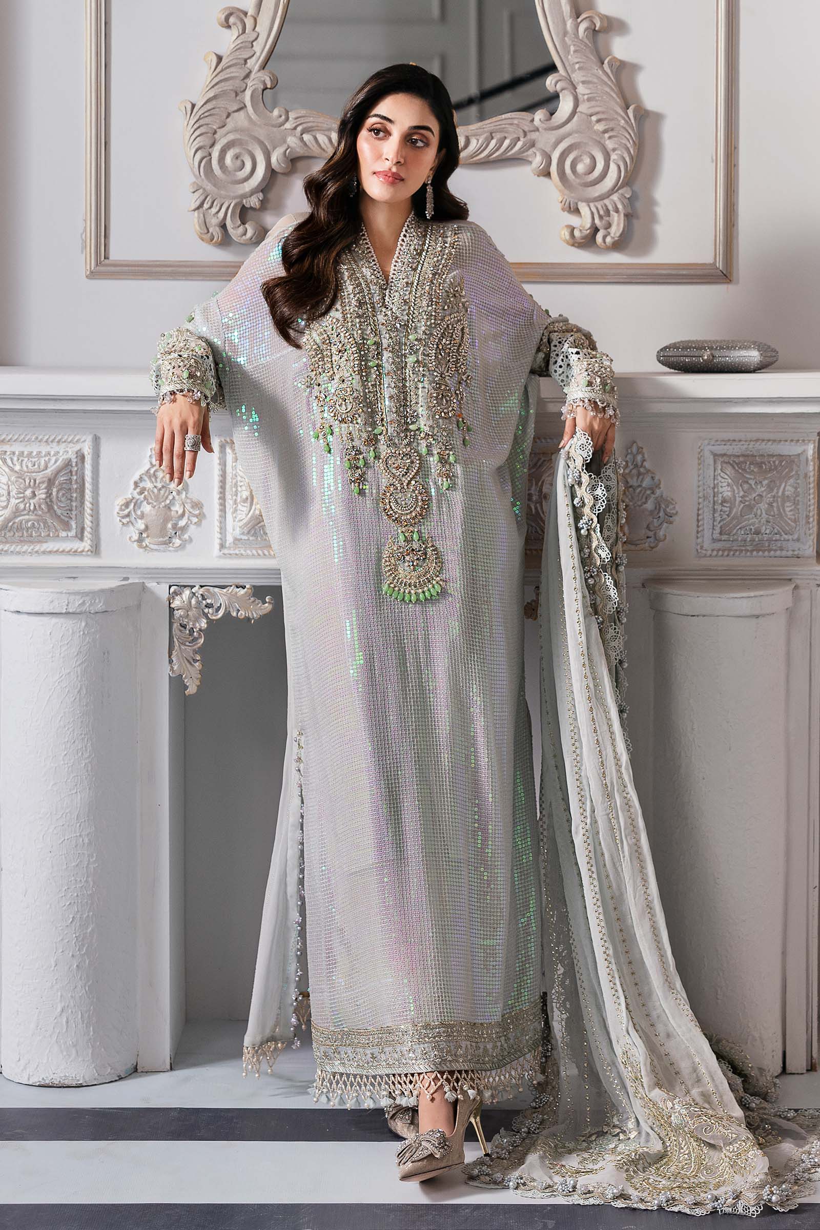 Maria.B Embroidered Chiffon Saree | BD-3005