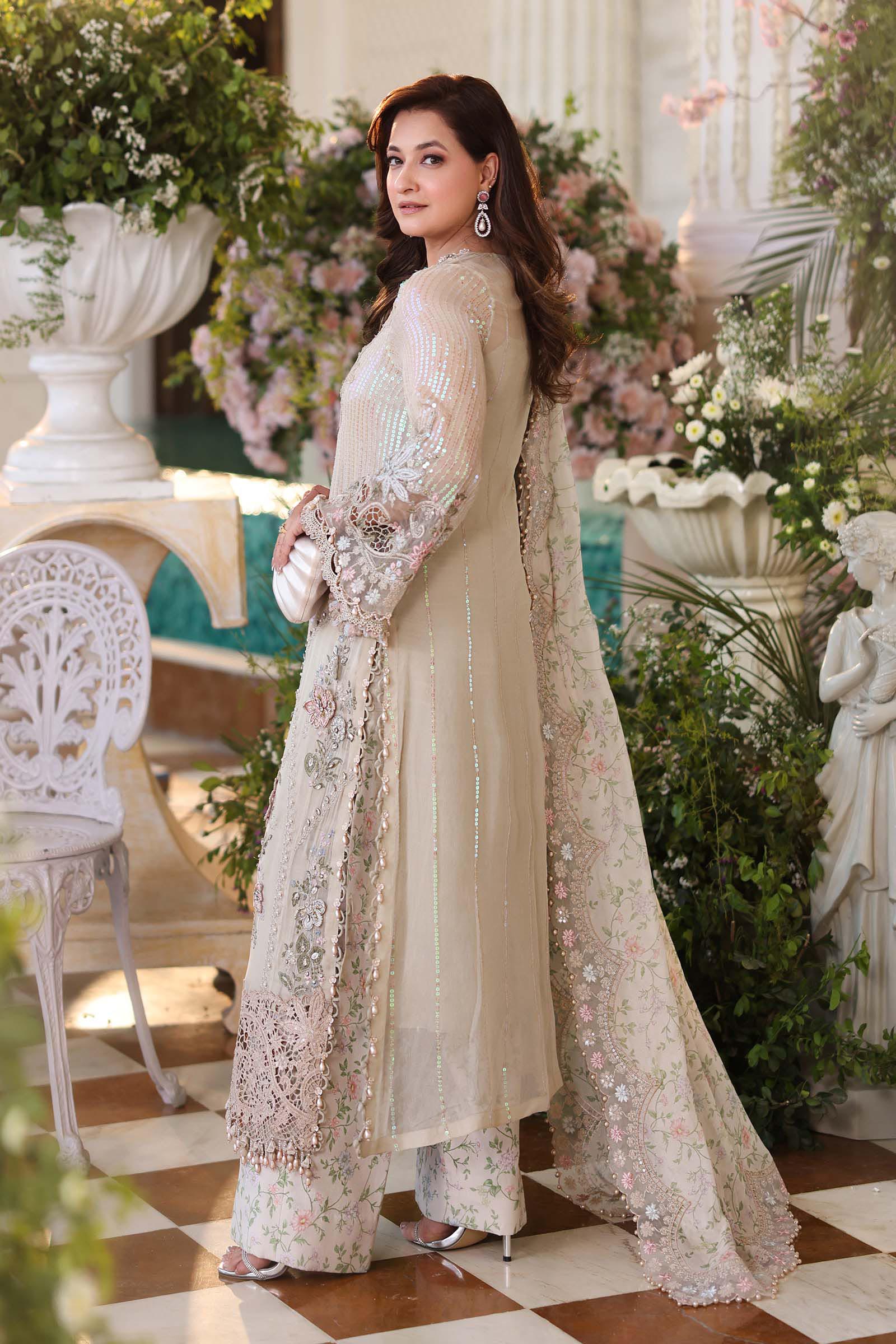 Tea Affair Embroidered Chiffon by Maria.B (MPC-26-107-Ivory Beige)