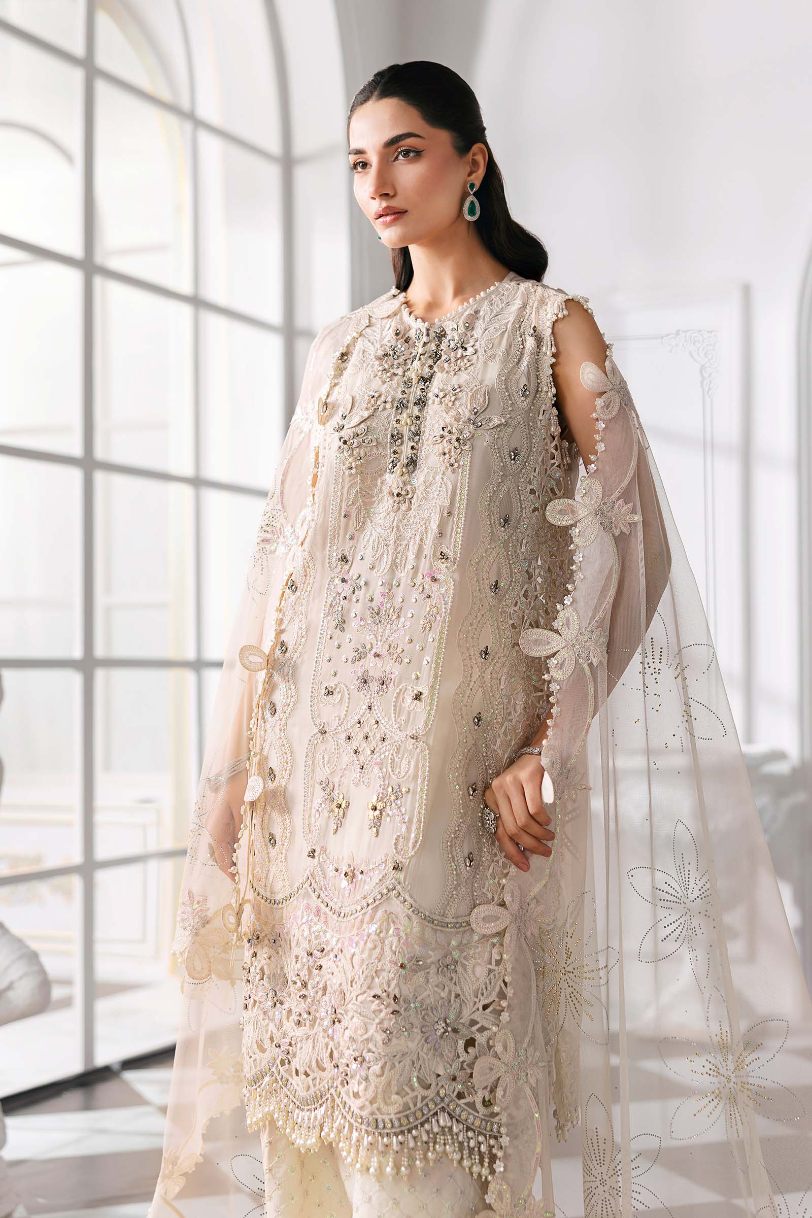 Maria.B Embroidered Chiffon Saree | BD-3007