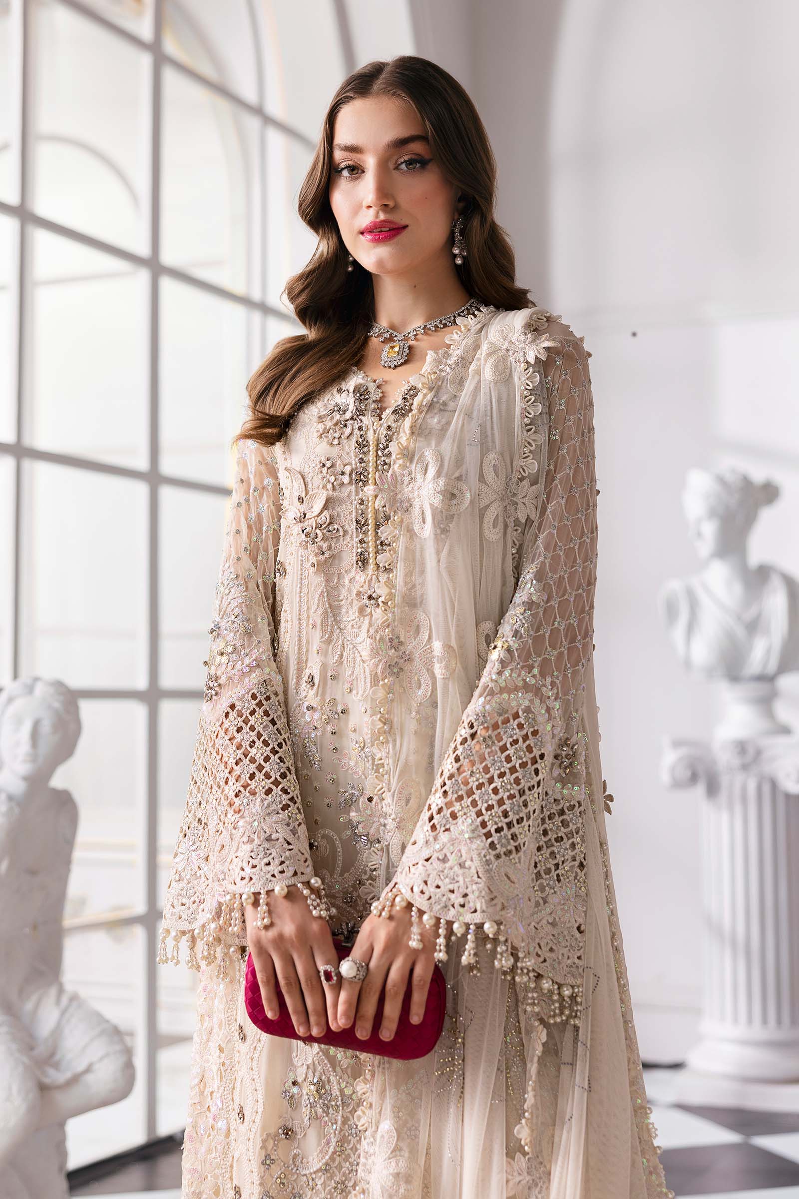Maria.B Embroidered Chiffon Saree | BD-3007