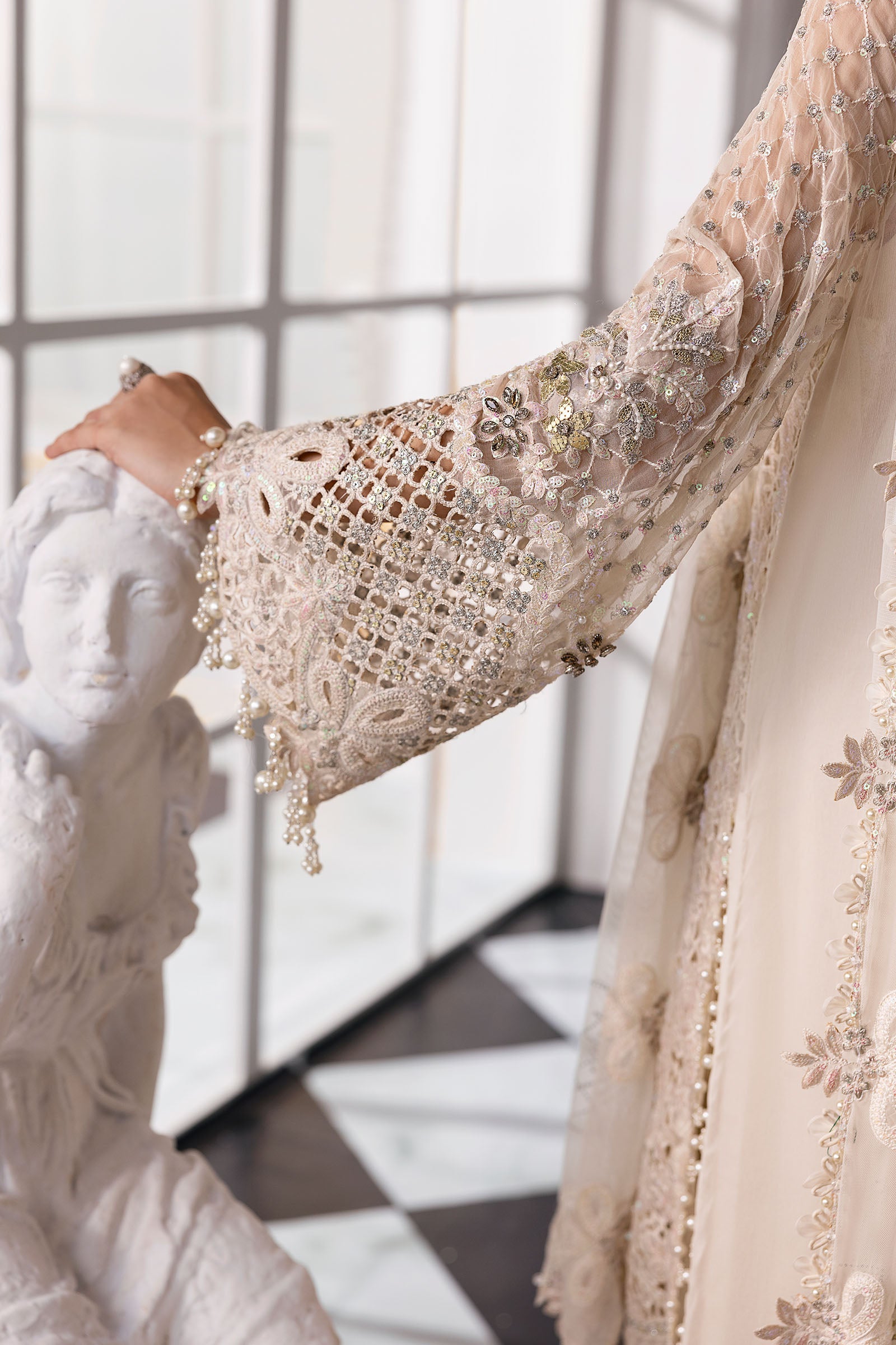 Maria.B Embroidered Chiffon Saree | BD-3007