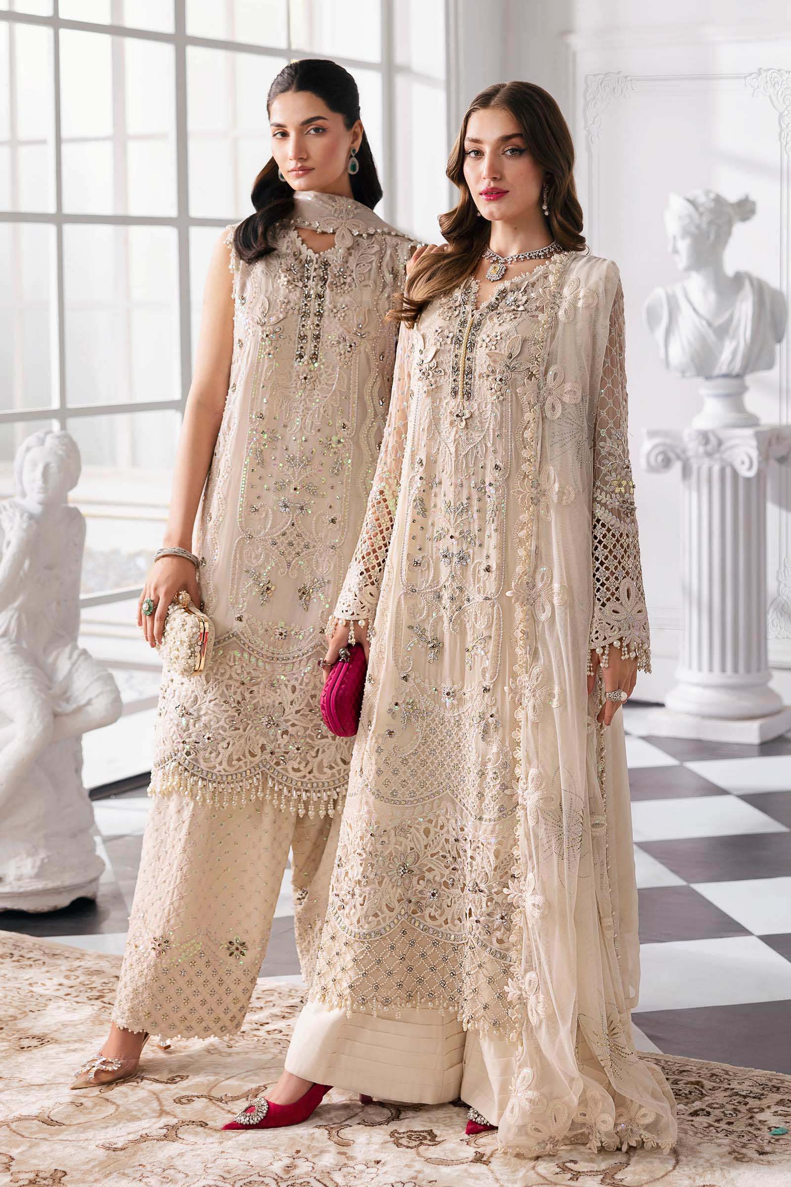 Maria.B Embroidered Chiffon Saree | BD-3007