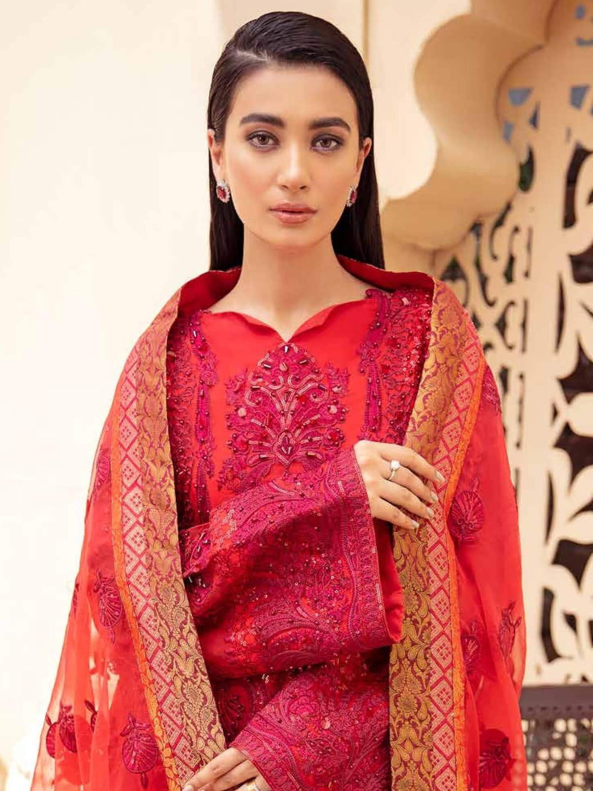 Maryum N Maria Freesia Wedding Chiffon Unstitched 3 Piece Suit FH-05